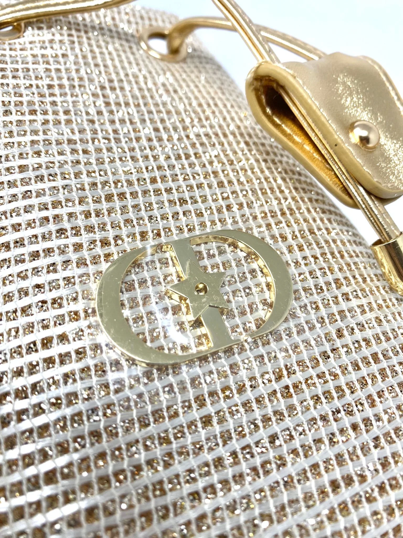 Christian Dior Beauty Golden Logo Makeup Bag on Chain (VIP Gift) Cosmetic Bag