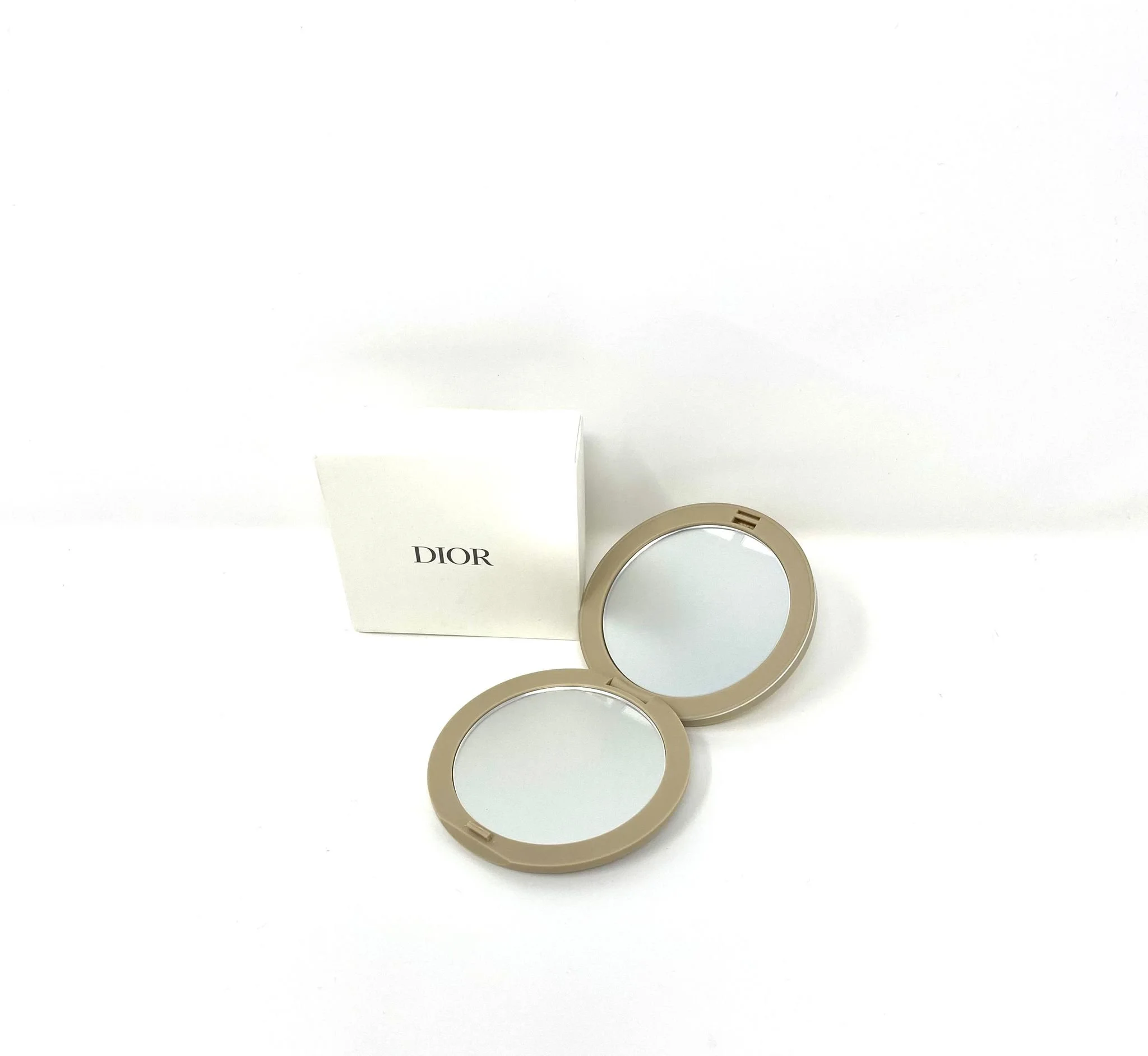 Dior Beauty Beige Makeup Fabric Compact Mirror Double-Sided with Box (VIP Gift)