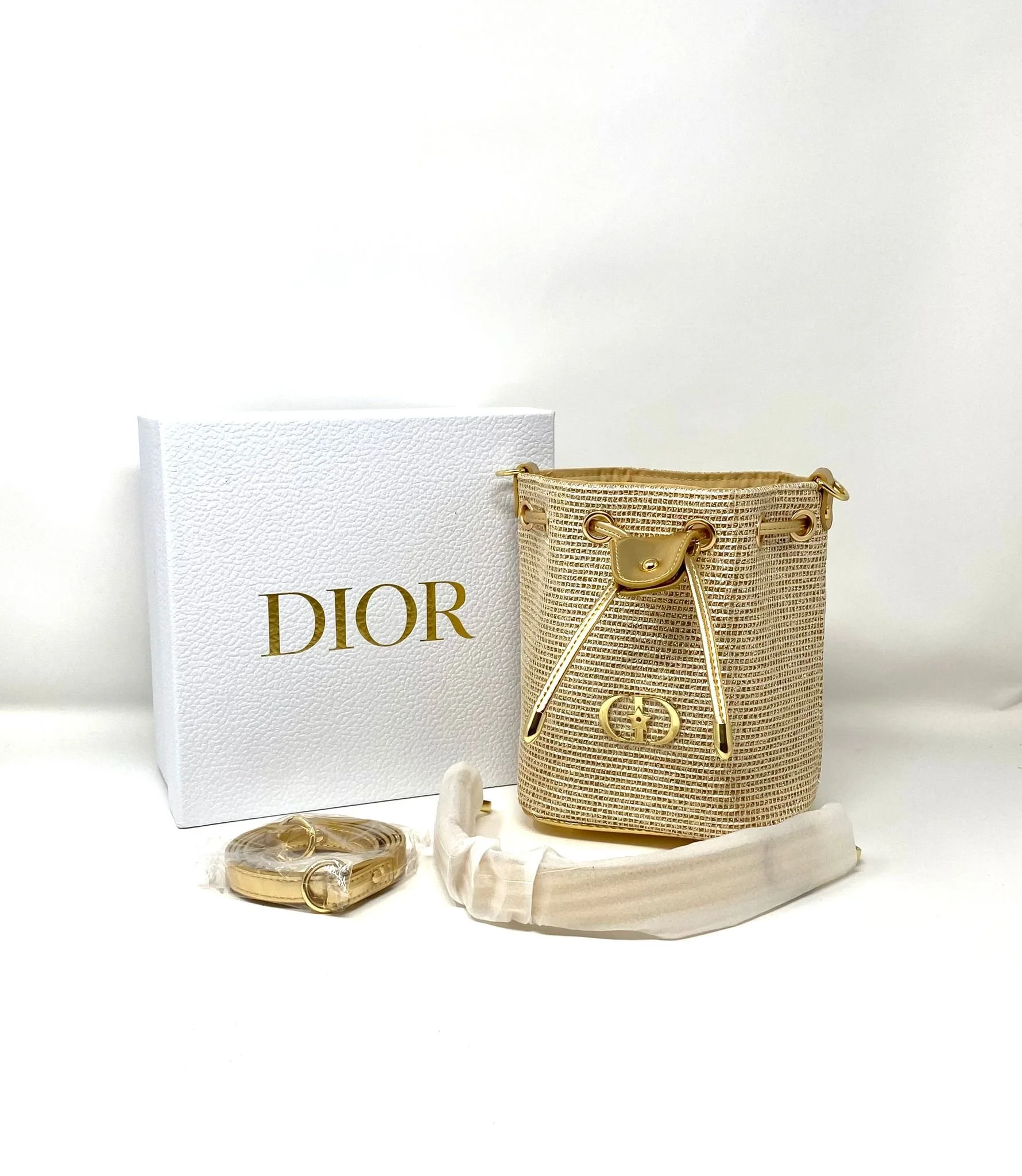 Christian Dior Beauty Golden Logo Makeup Bag on Chain (VIP Gift) Cosmetic Bag