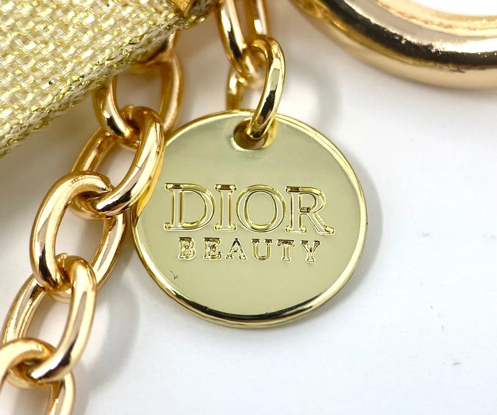 DIOR Beauty Pearl Keyring Charm Gold Tone Ribbon Star (VIP Gift) With Box