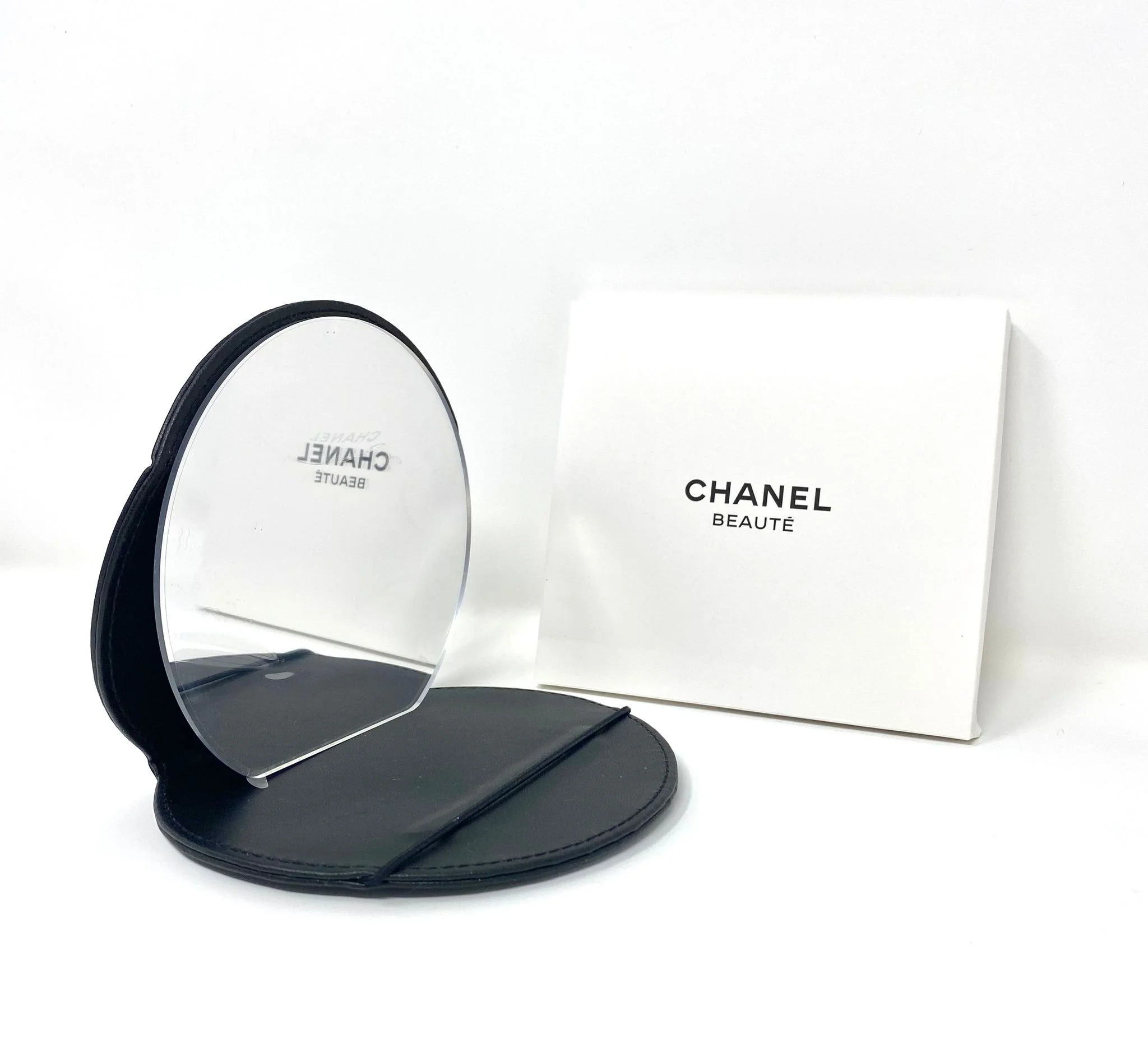 Large CHANEL Beauty Black Cosmetic Makeup Magnifying Mirror with Box (VIP Gift)
