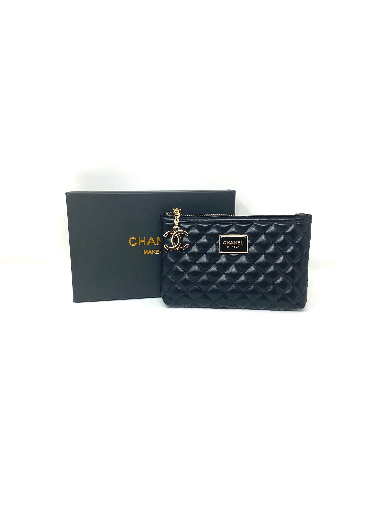 CHANEL Beauty Black Matelassé Quilted Cosmetic Clutch with Box (Limited Edition VIP Gift), Beauty Bag