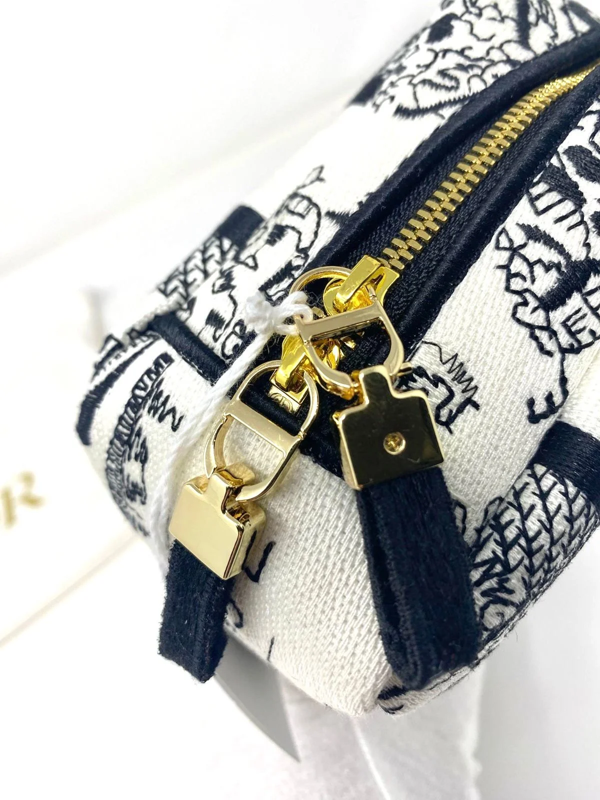 Christian Dior Plan De Paris Canvas Embroidered Makeup Bag (VIP Gift) Travel Cosmetic Bag, with Logo Pouch - Made in Italy