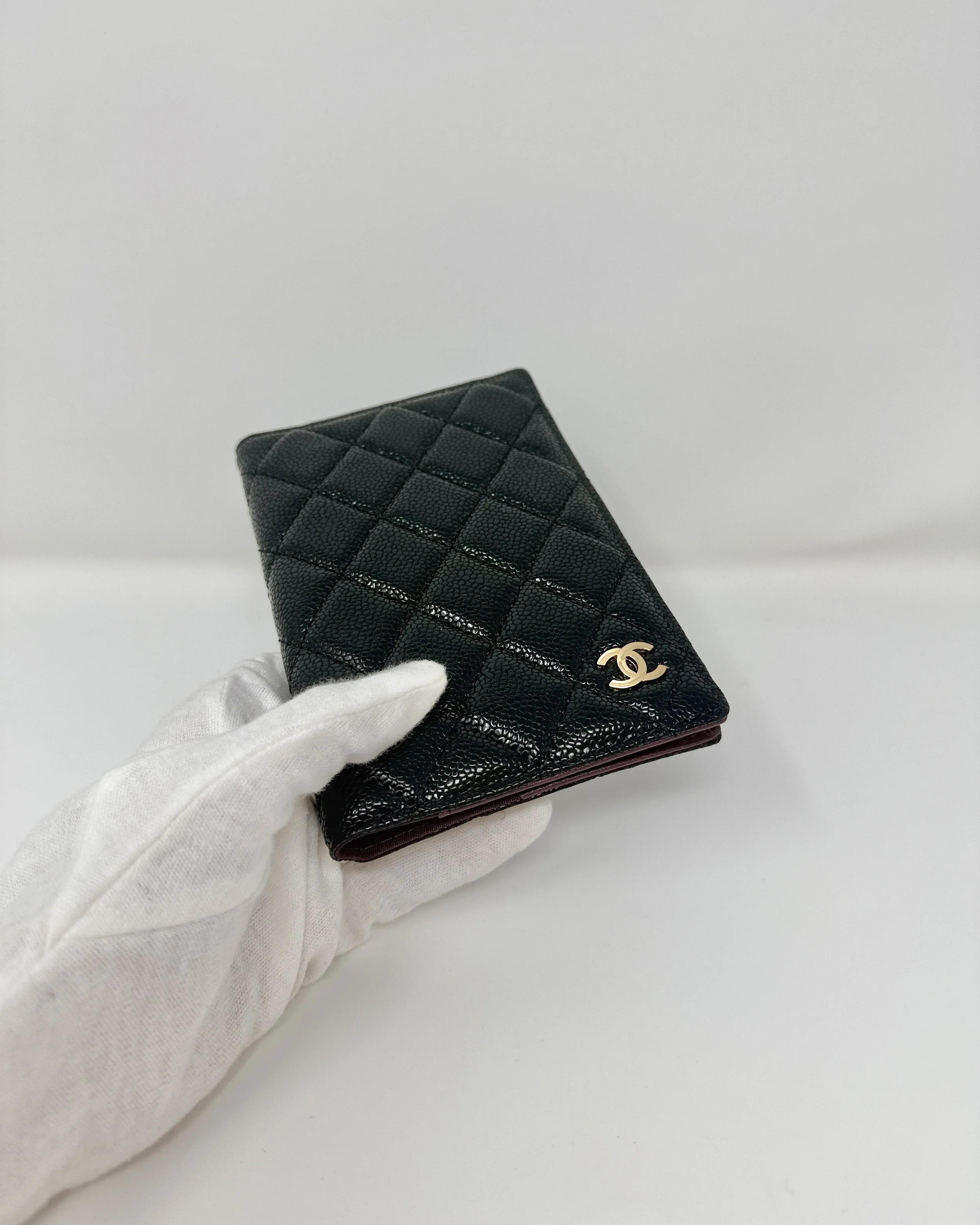 CHANEL CC Logo Black Matelasse Quilted Caviar Skin Passport Holder (VIP Gift) Elite Gift House
