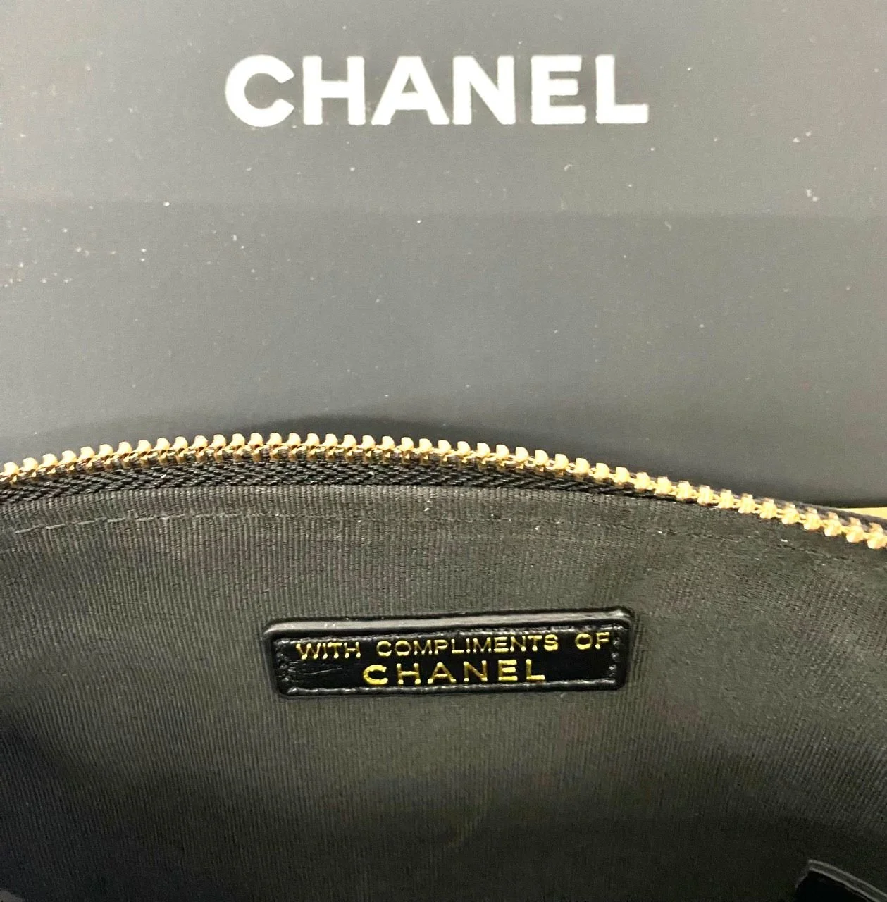 CHANEL Black Velvet Matelassé Quilted Cosmetic Clutch with Box (Limited Edition VIP Gift), Beauty Bag