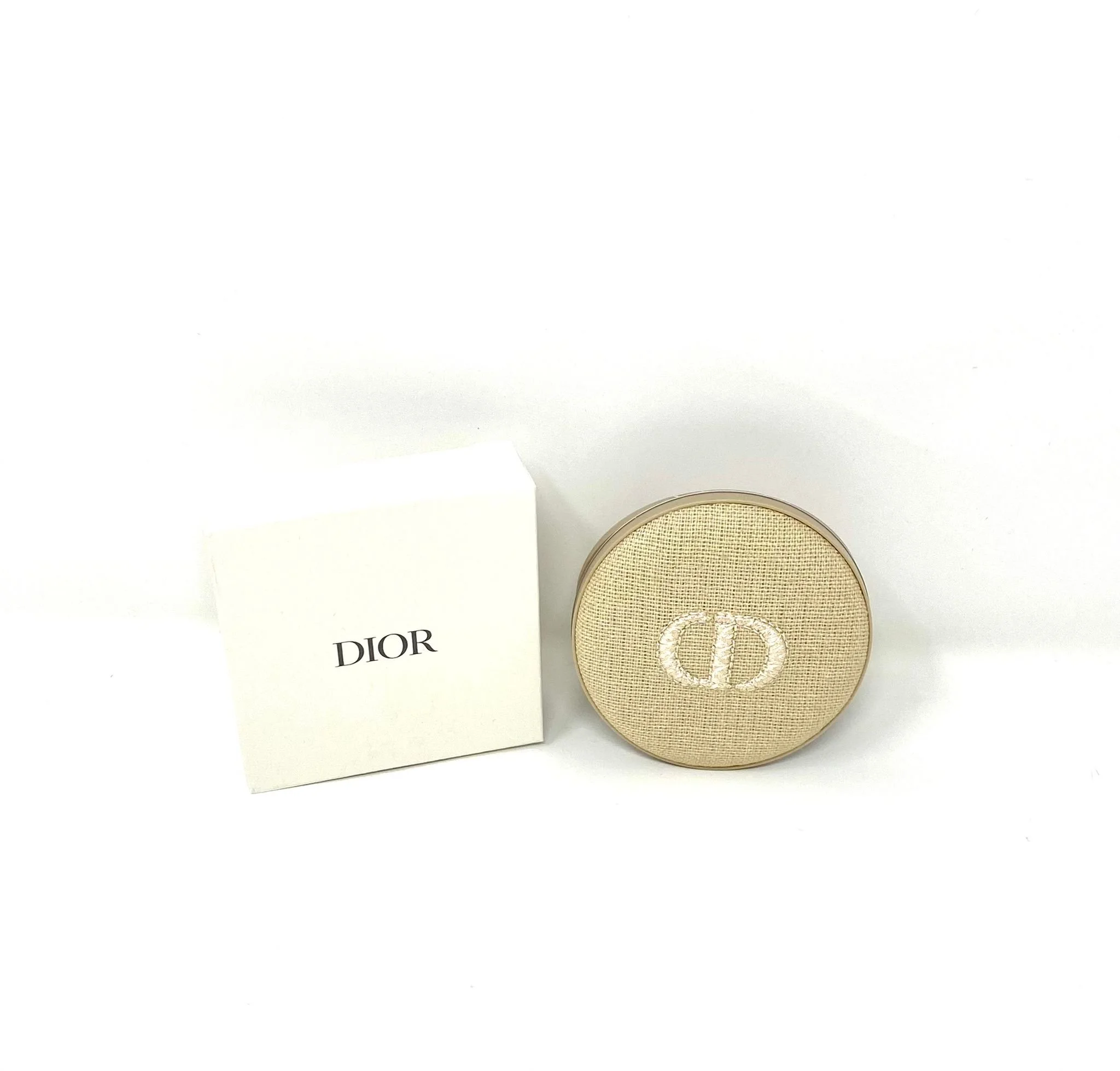Dior Beauty Beige Makeup Fabric Compact Mirror Double-Sided with Box (VIP Gift)