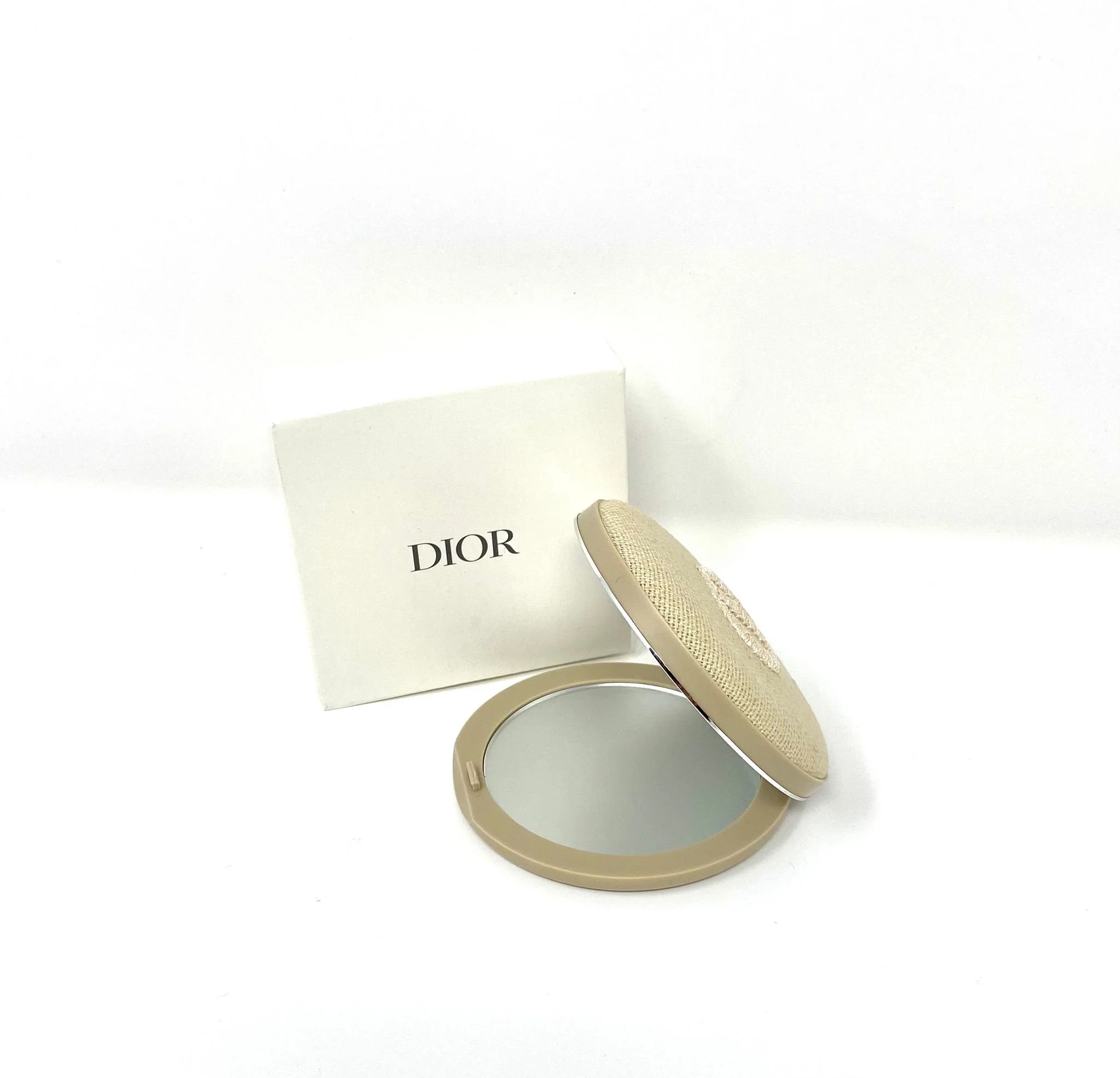 Dior Beauty Beige Makeup Fabric Compact Mirror Double-Sided with Box (VIP Gift)