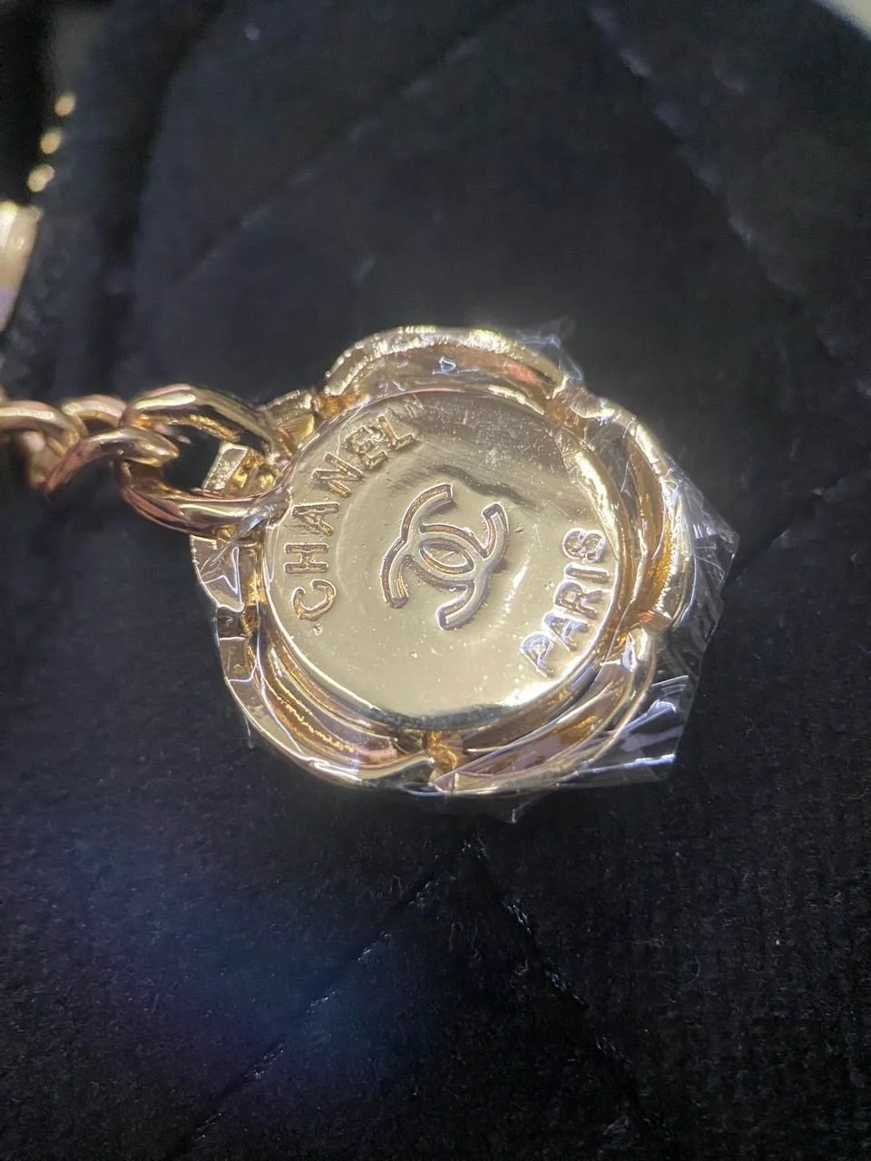 CHANEL Black Velvet Matelassé Quilted Cosmetic Clutch with Box (Limited Edition VIP Gift), Beauty Bag