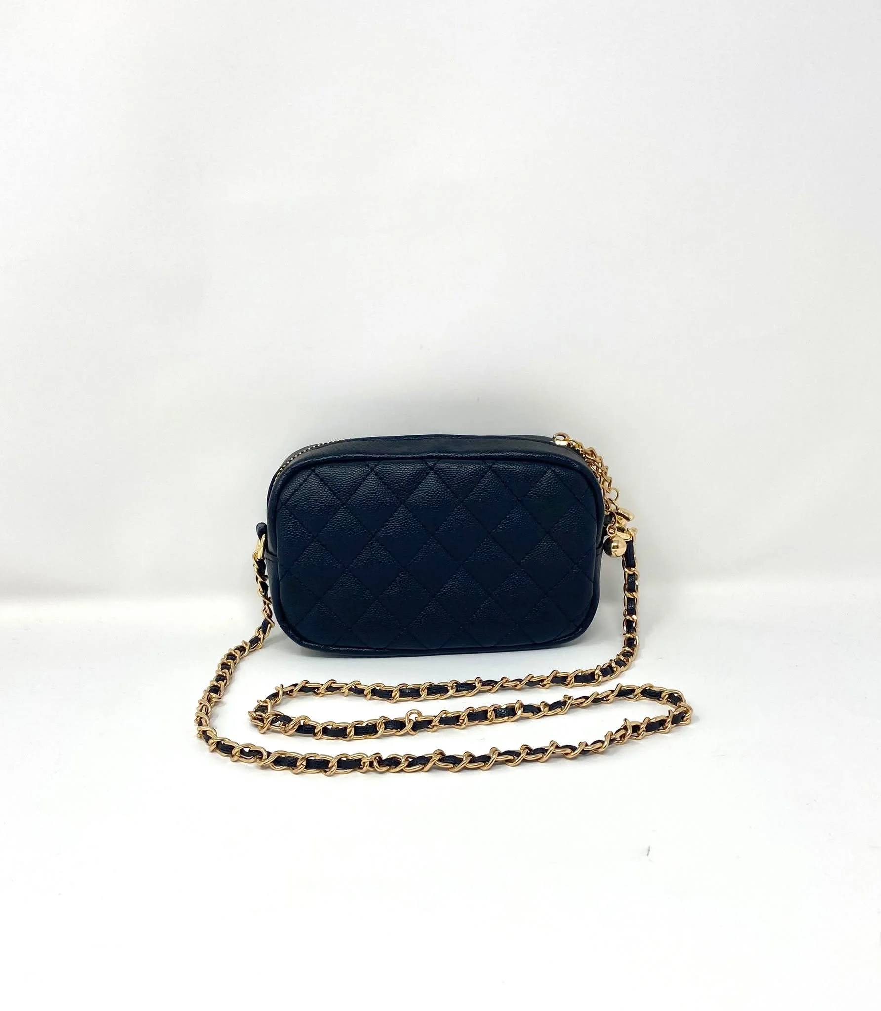 CHANEL Beauty Black Quilted Makeup Bag on Chain, VIP Gift with Box, Made in France