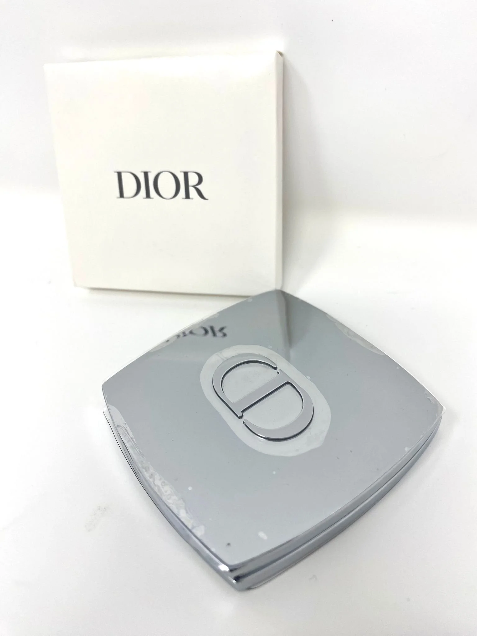 Dior Beauty Silver-toned Makeup Square Metal Compact Mirror VIP Gift with Box EliteGiftHouse