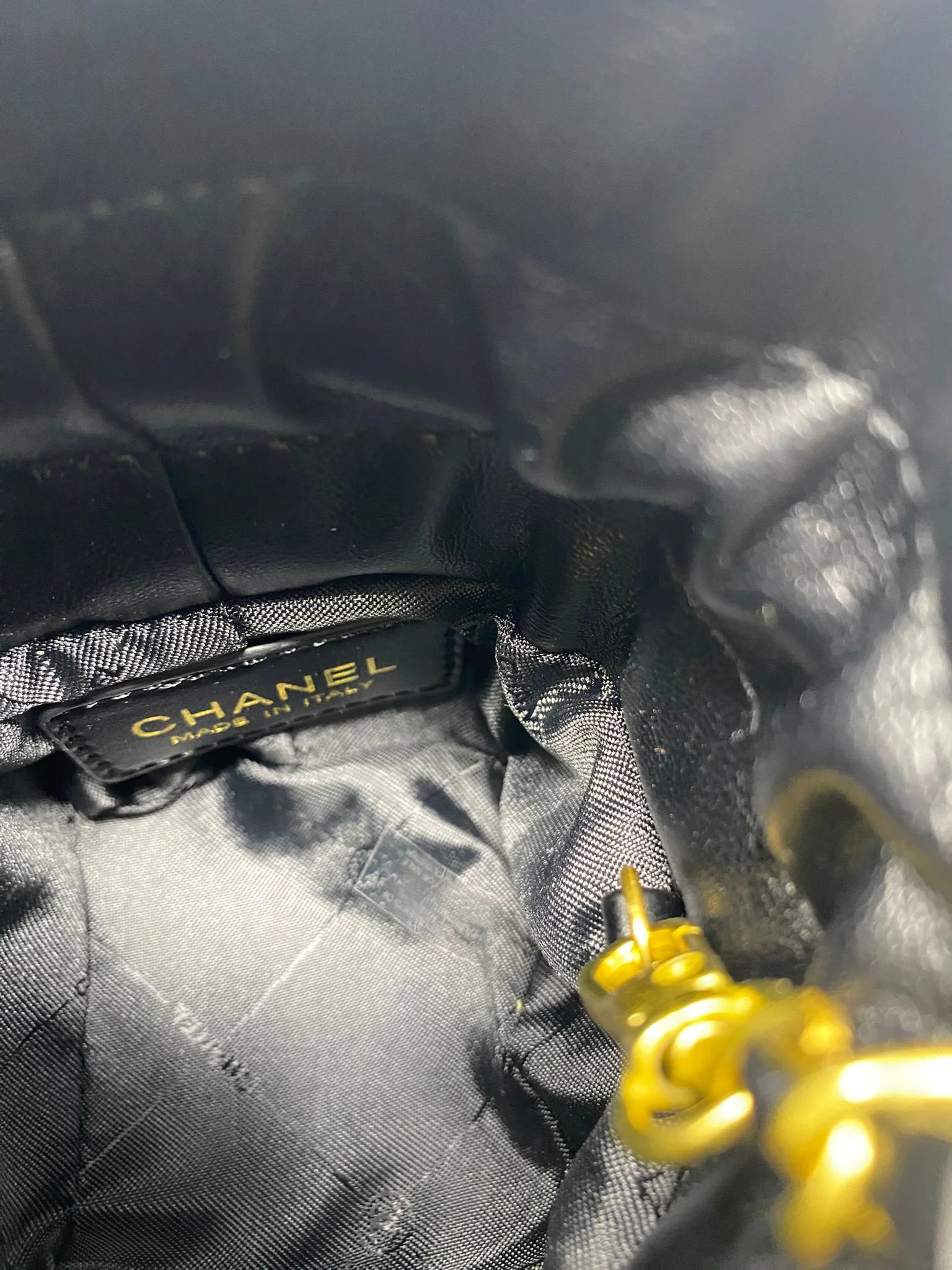 CHANEL Black Matelassé Quilted Mini Makeup Bag on Chain – (VIP Gift with Box) Made in Italy, Beauty Pouch