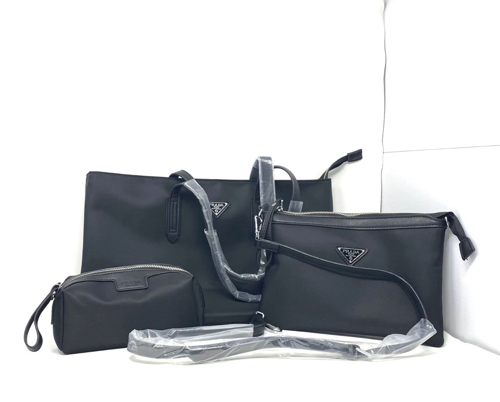 PRADA Beauty Black Nylon Makeup Bag Set of 3 (VIP Gift) New/Dust Bag