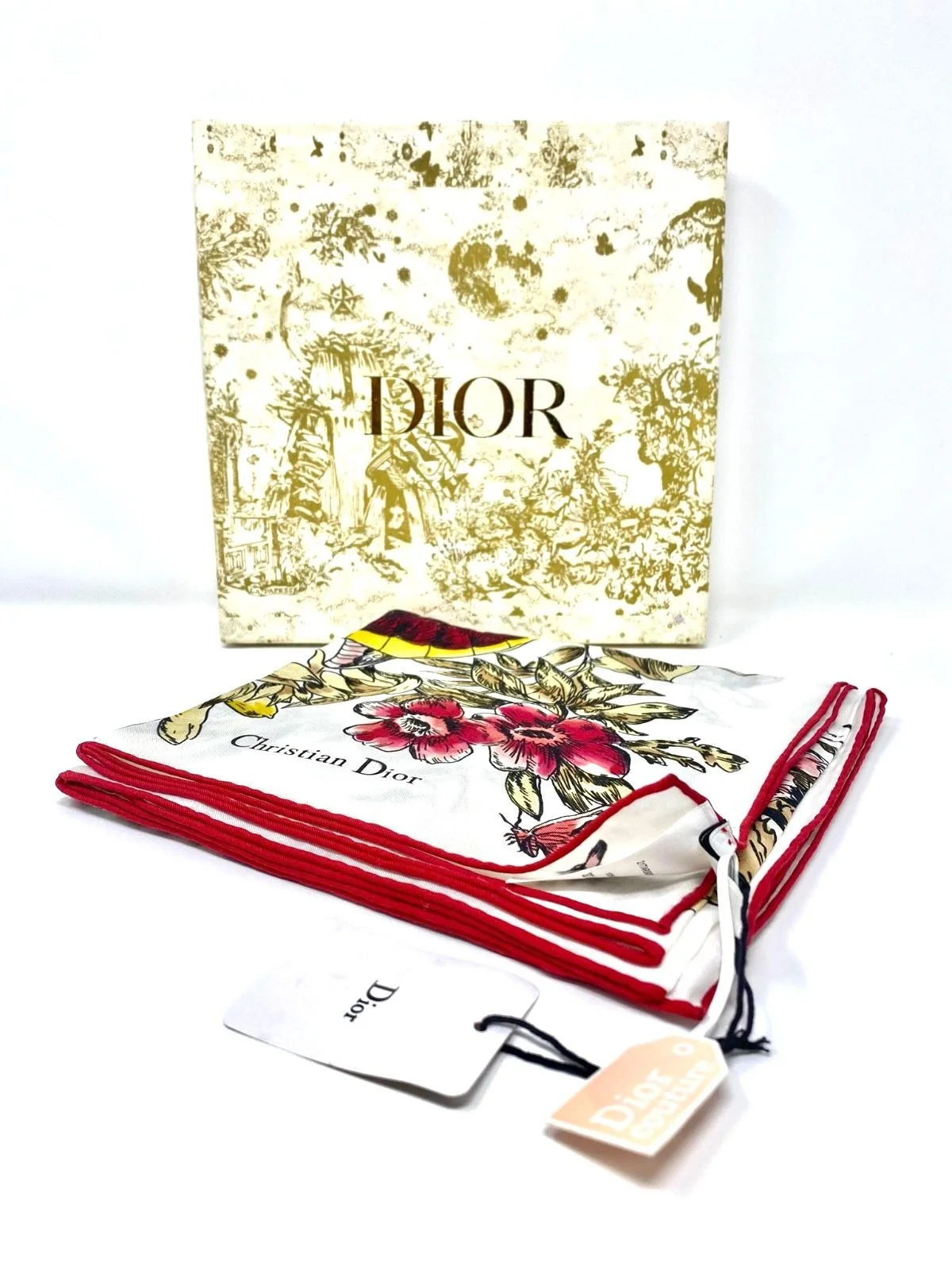 Large Christian Dior Beauty Pink Butterfly Square 100% Silk Scarf (VIP Gift) BNWT with Box