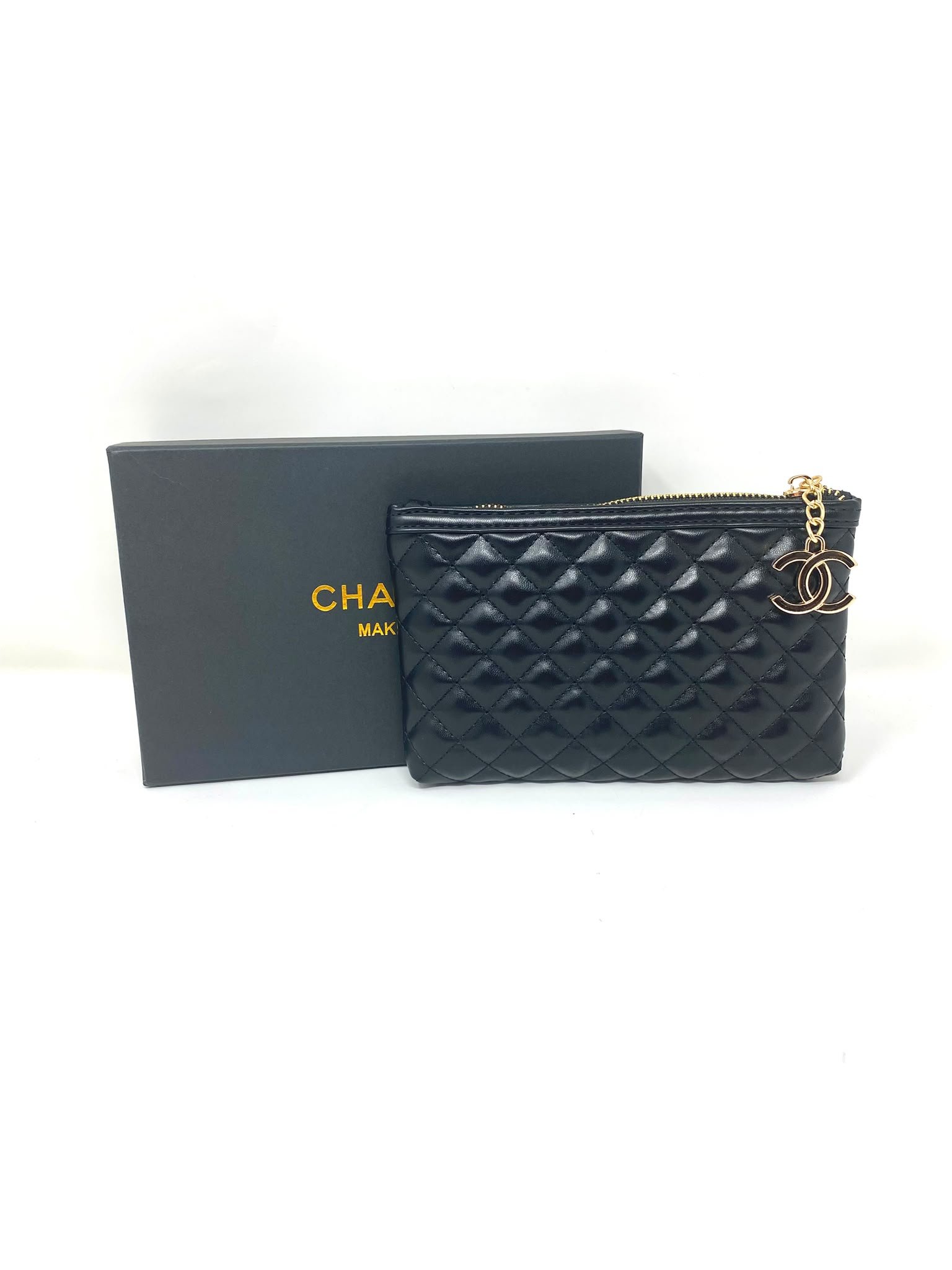 CHANEL Beauty Black Matelassé Quilted Cosmetic Clutch with Box (Limited Edition VIP Gift), Beauty Bag