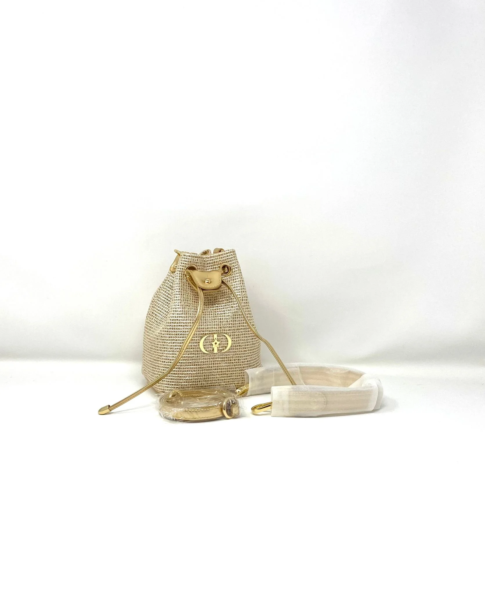 Christian Dior Beauty Golden Logo Makeup Bag on Chain (VIP Gift) Cosmetic Bag