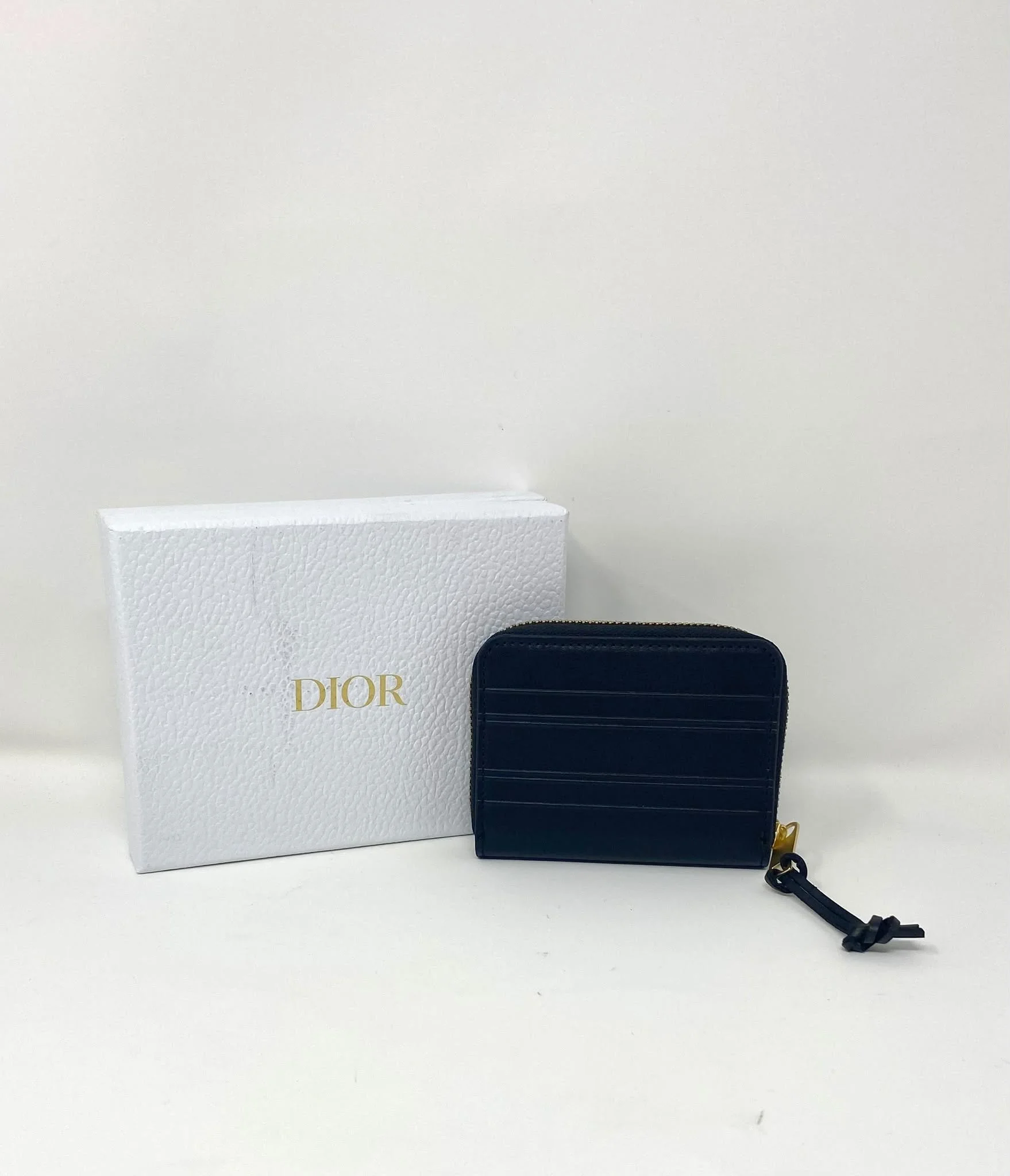 Christian Dior Beauty Black Embossed Zip Around Coin Purse Wallet, VIP Gift with Box