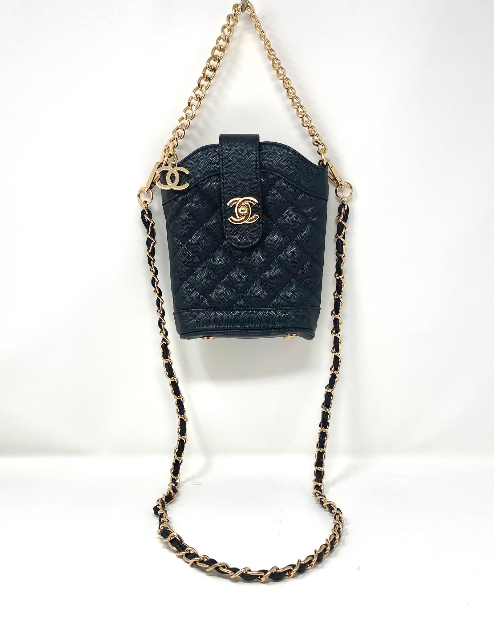 CHANEL Beauty Black Quilted Bucket Crossbody Bag , VIP Gift with Box, Made in Italy