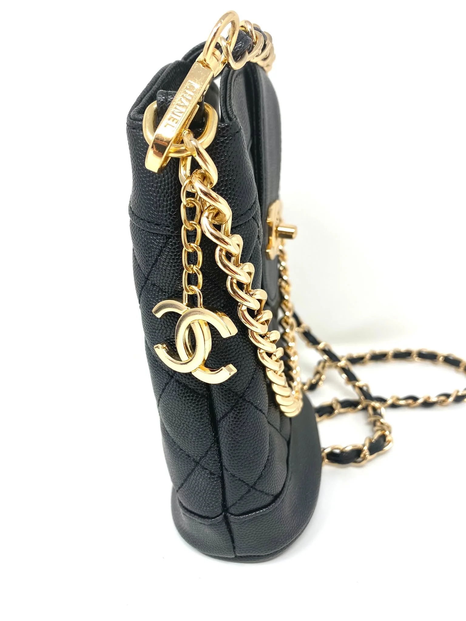 CHANEL Beauty Black Quilted Bucket Crossbody Bag , VIP Gift with Box, Made in Italy