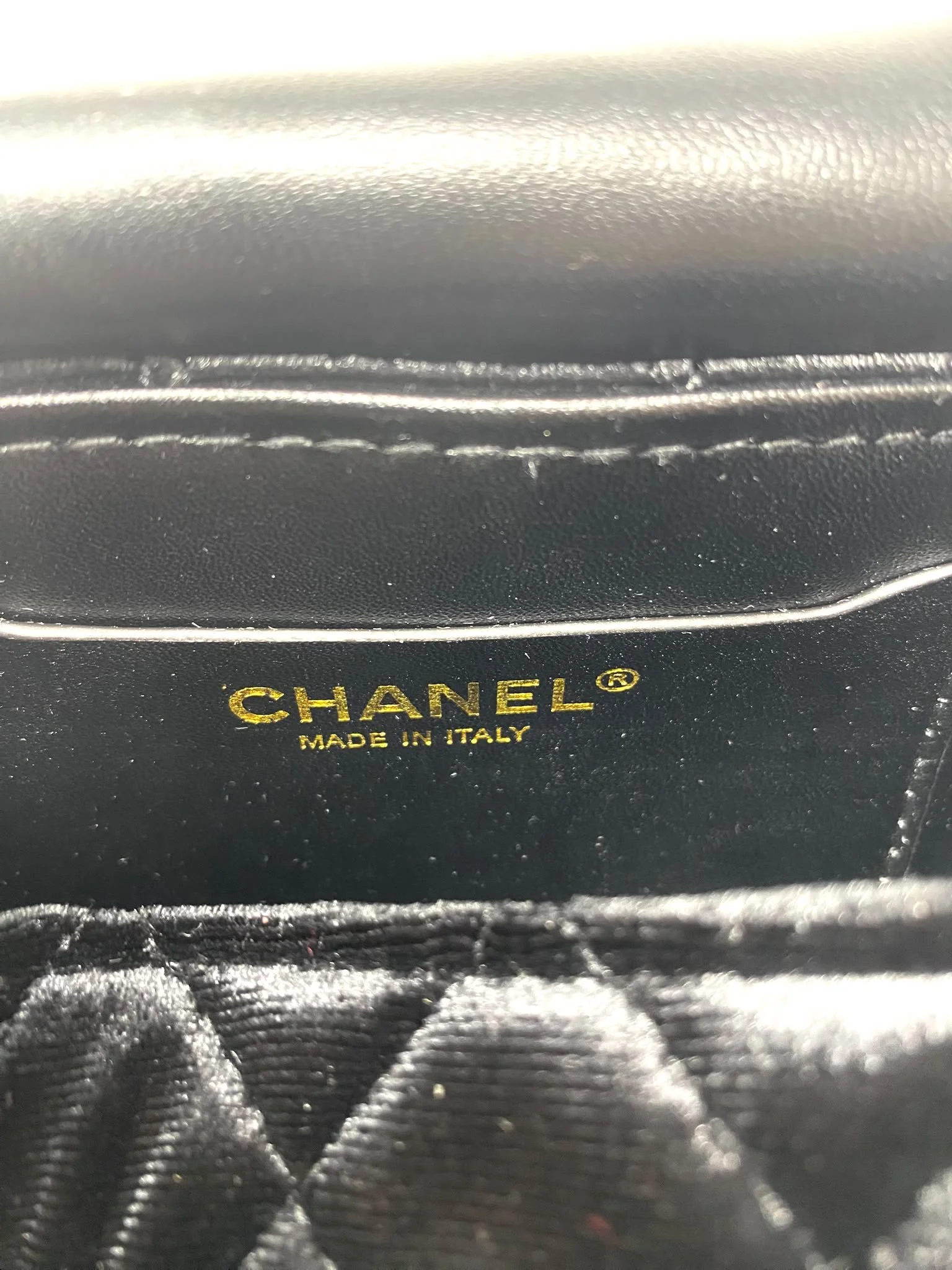 CHANEL Beauty Black Velvet Matelassé Quilted Cylinder Bag on Chain with Box (VIP Gift) Made in Italy
