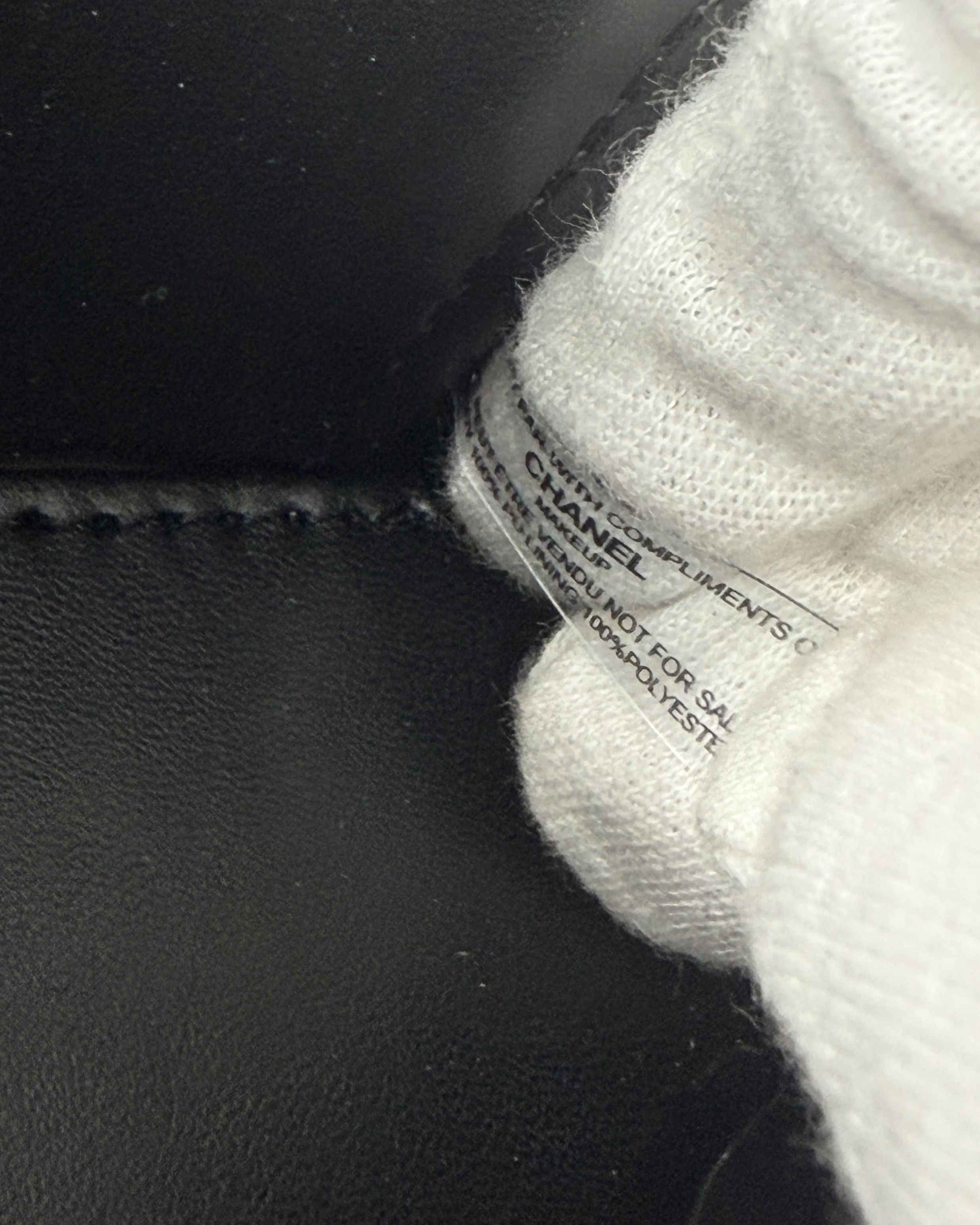 CHANEL Beauty Black Quilted Makeup Bag with Mirror on Chain (VIP Gift) Made in Italy