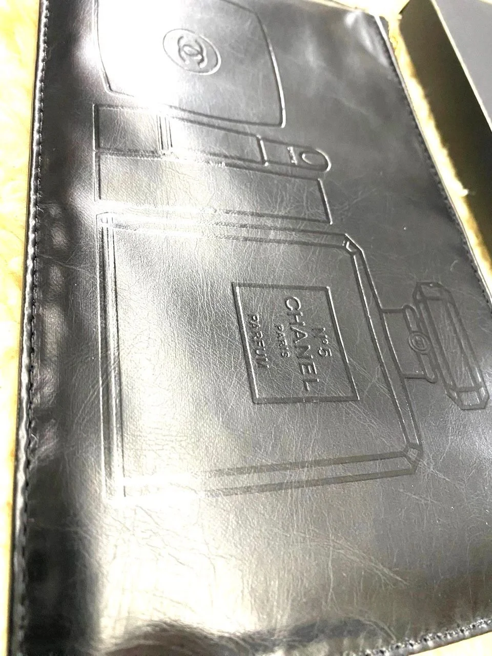 CHANEL Black Beauty Makeup Bag – Limited Edition VIP Gift (with Box), CC Logo Zip, Embossed beauty icons