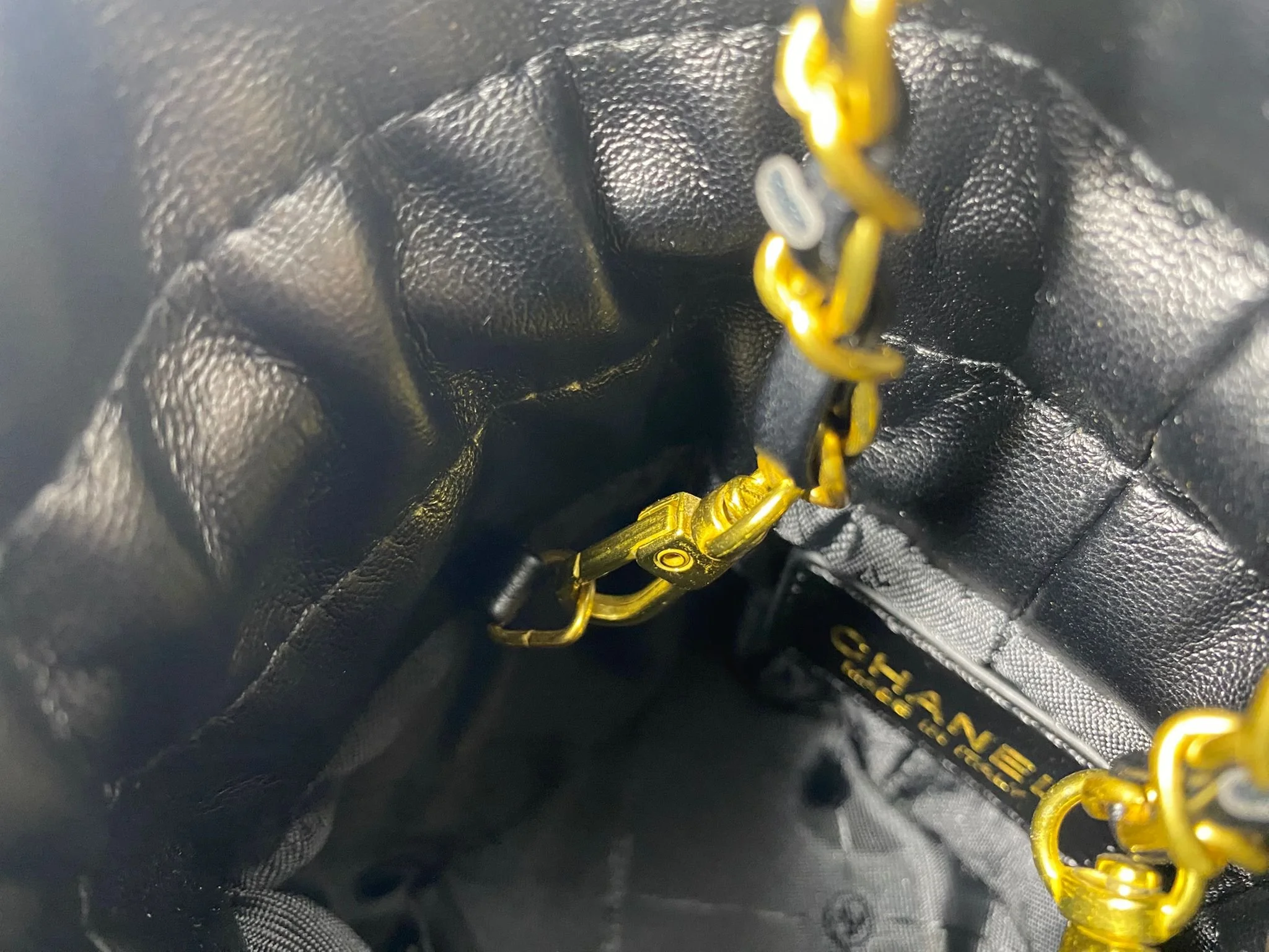 CHANEL Black Matelassé Quilted Mini Makeup Bag on Chain – (VIP Gift with Box) Made in Italy, Beauty Pouch