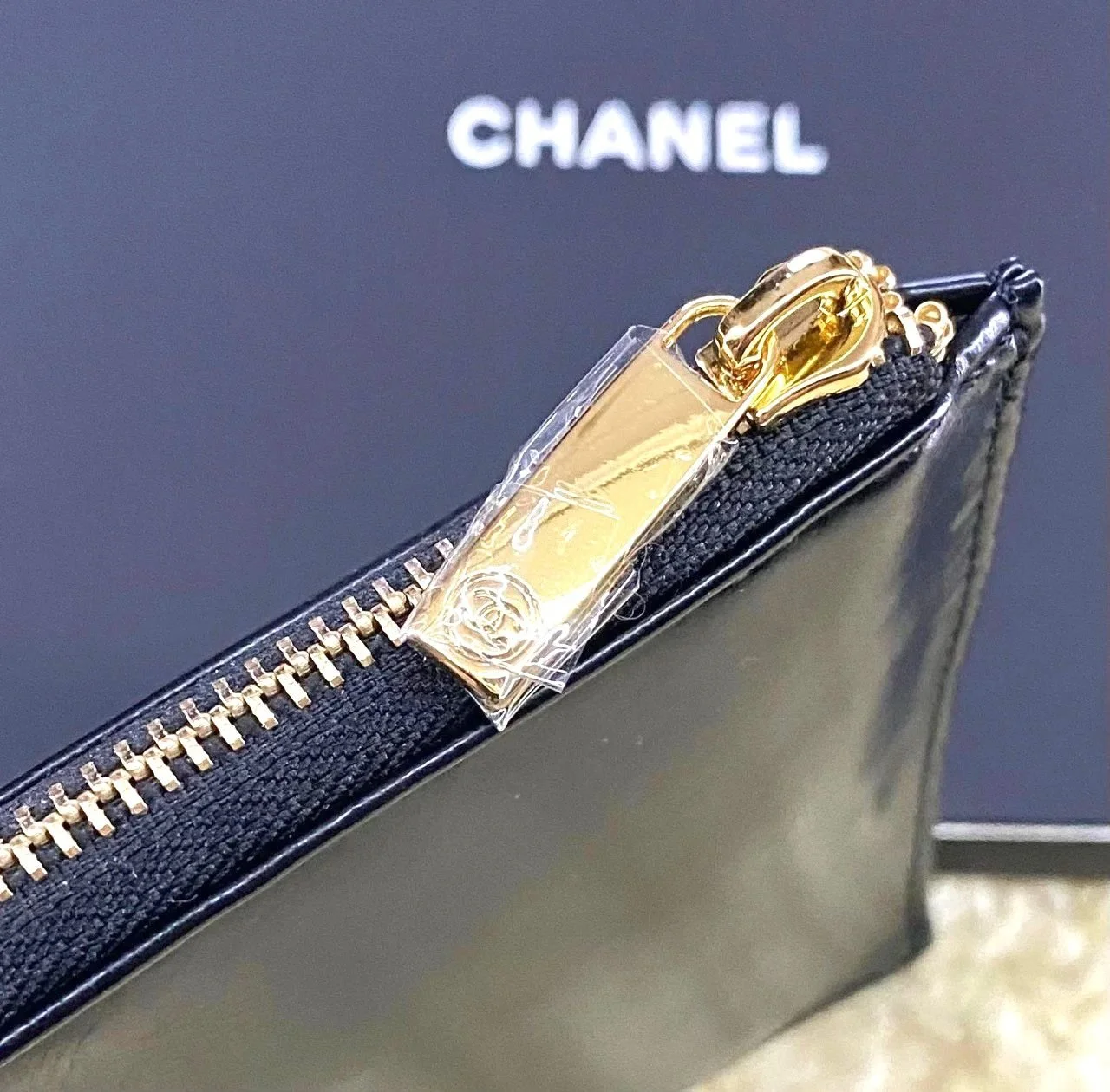 CHANEL Black Beauty Makeup Bag – Limited Edition VIP Gift (with Box), CC Logo Zip, Embossed beauty icons