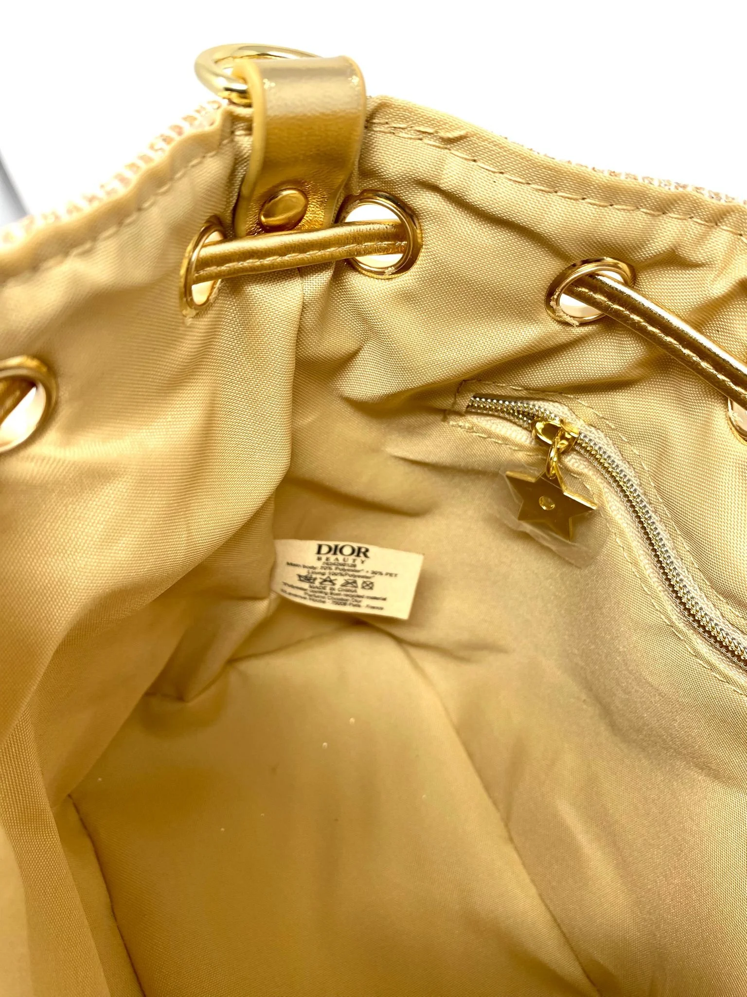 Christian Dior Beauty Golden Logo Makeup Bag on Chain (VIP Gift) Cosmetic Bag