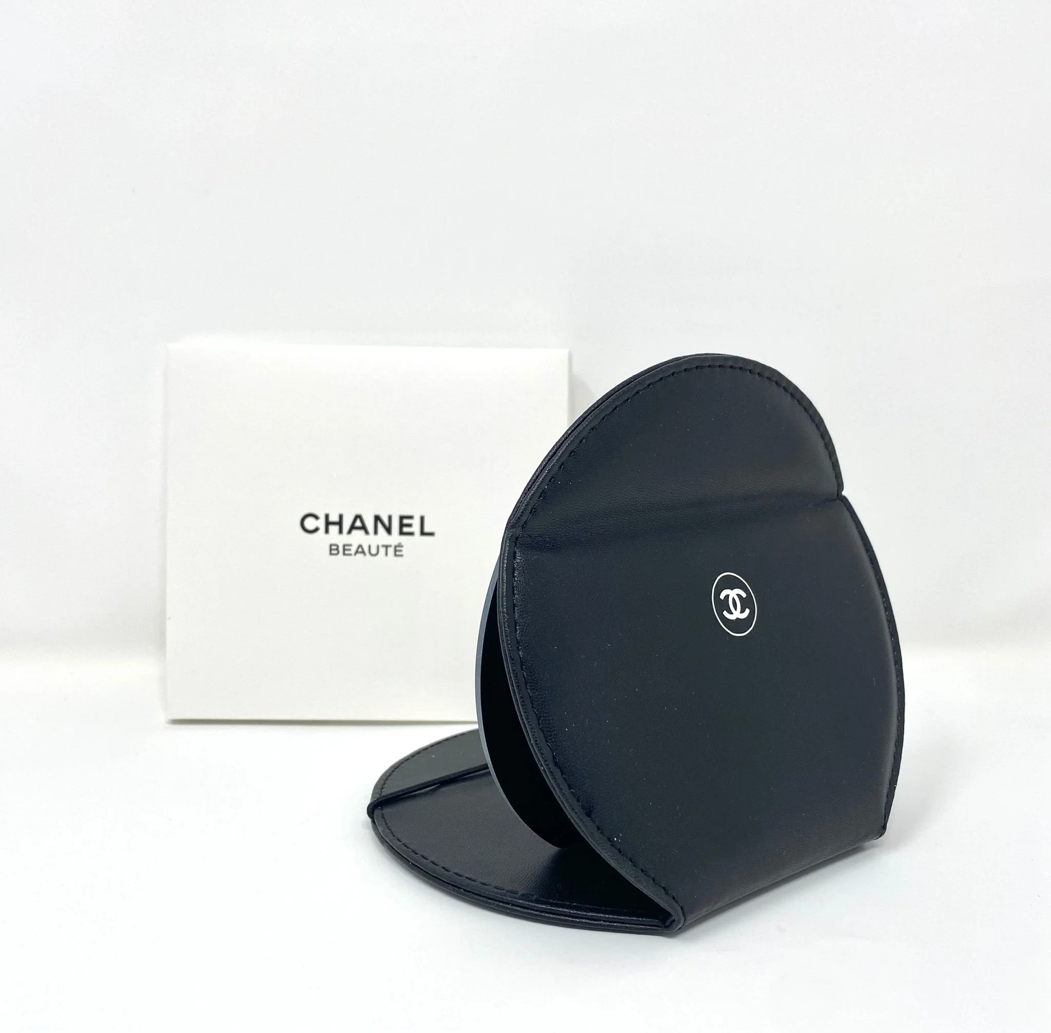 Large CHANEL Black Cosmetic Beauty Makeup Magnifying Mirror with Box (VIP Gift)