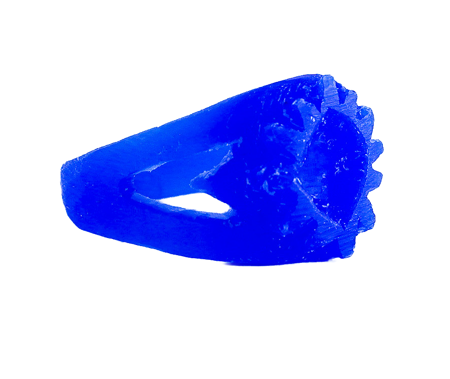 Blue hand carved wax ring.