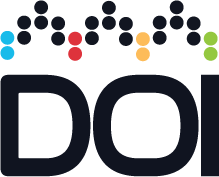A logo with colorful dots above the letters 'doi' on a black background.