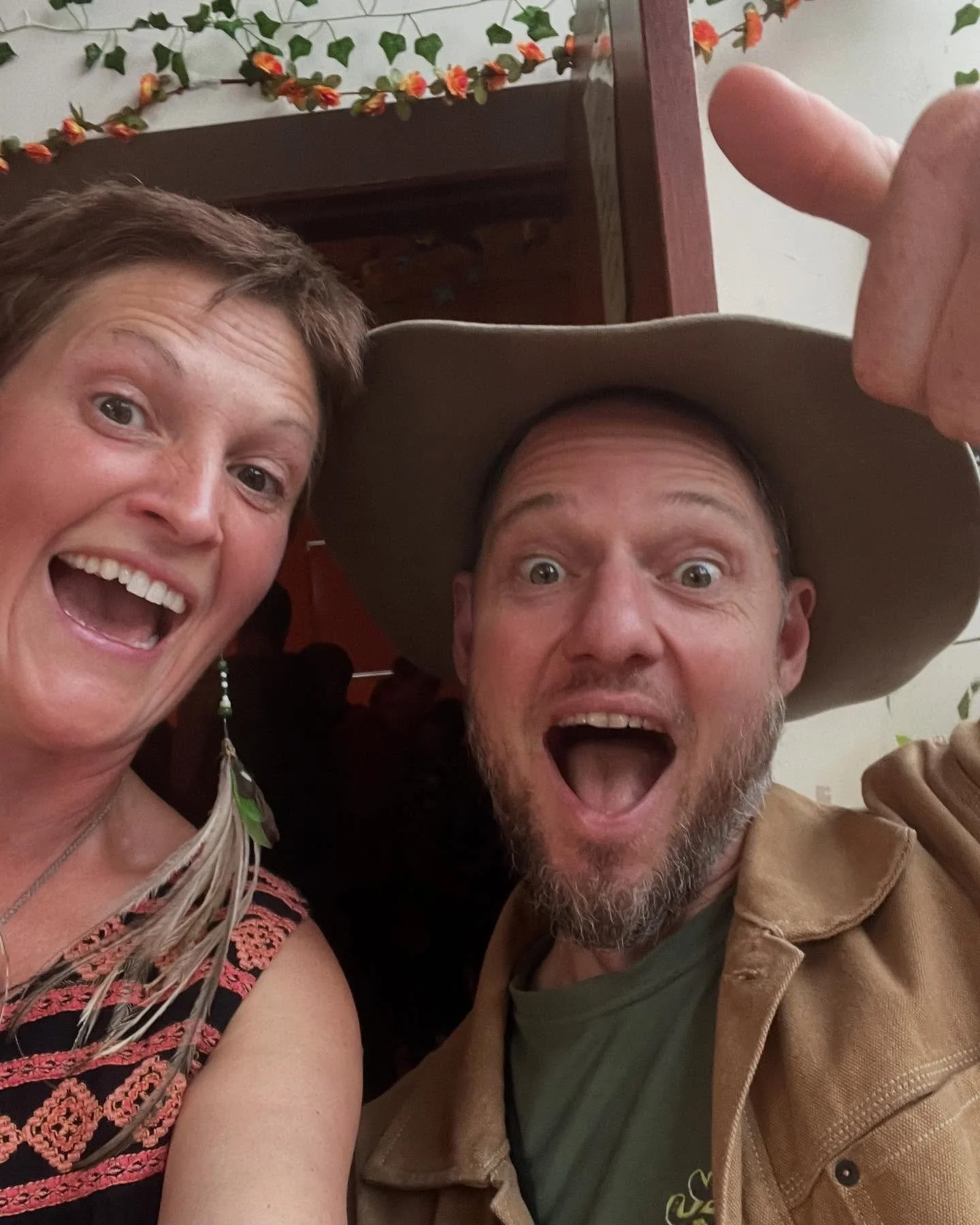 This - is how excited I was to catch up with Charlie Mgee from @formidableveg and @brenna_quinlan at cilgerran Permaculture party last week&hellip; these two are huge inspirations of mine, with Charlie&rsquo;s music and Brenna&rsquo;s artwork always 