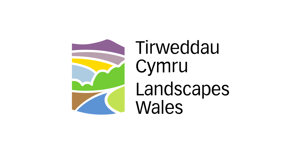 Logo of Tirweddau Cymru Landscapes Wales with stylized landscape illustration