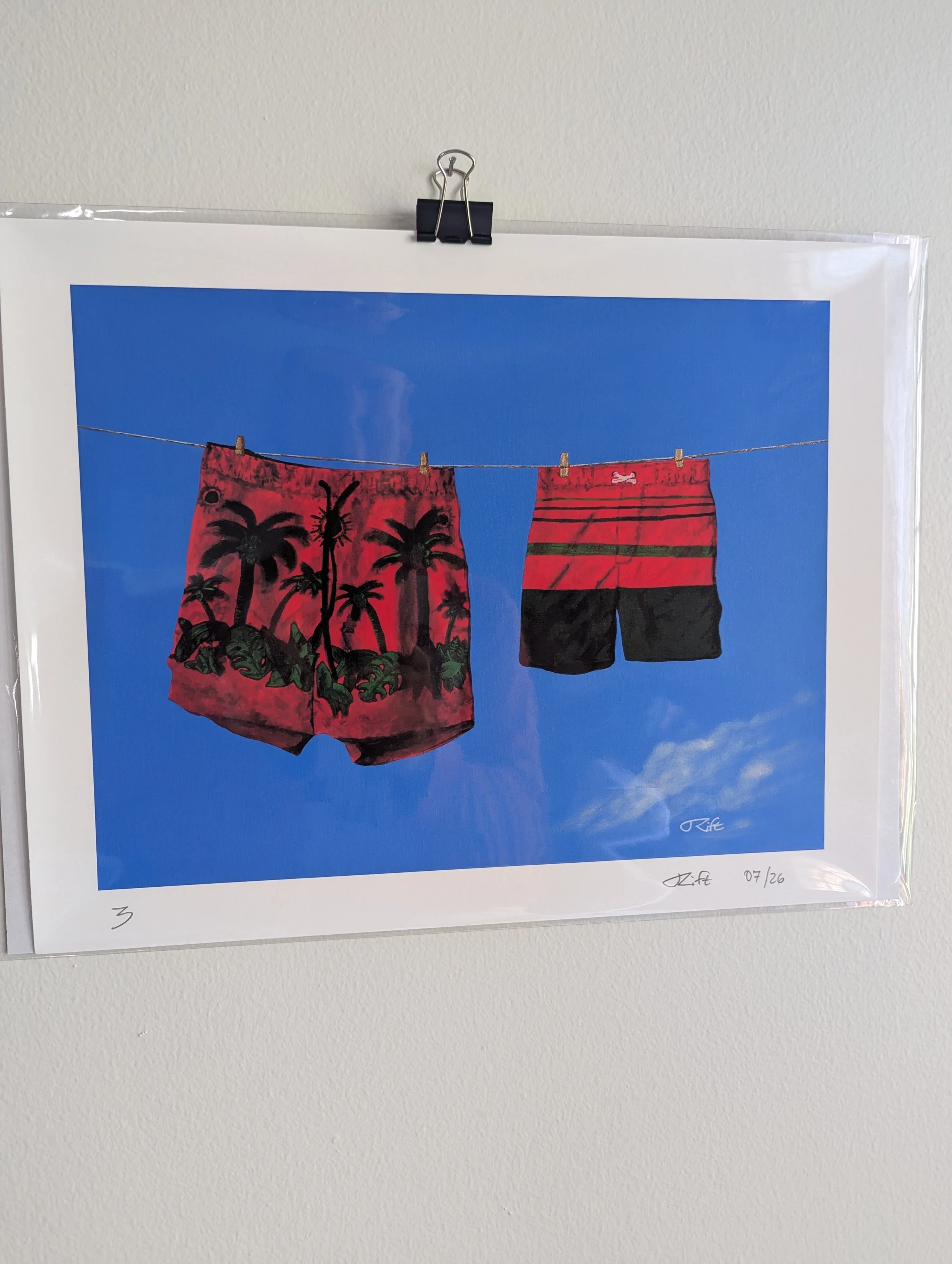 swimsuits hanging on a line print1