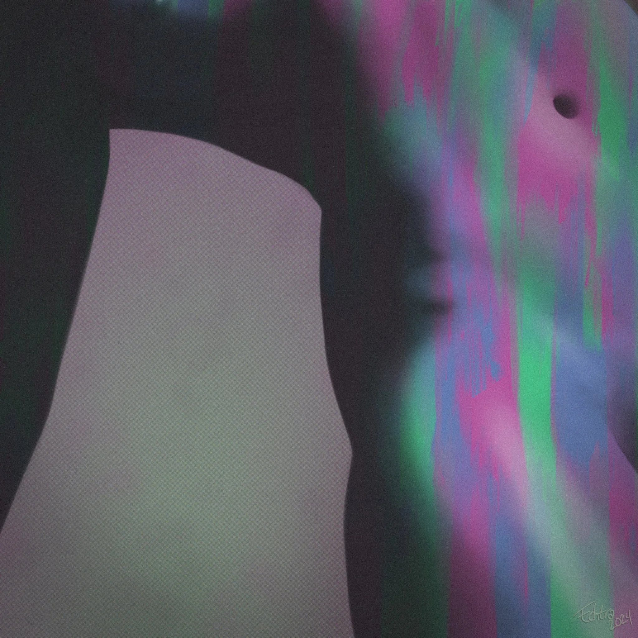 Abstract close-up of a person's shoulder and torso.