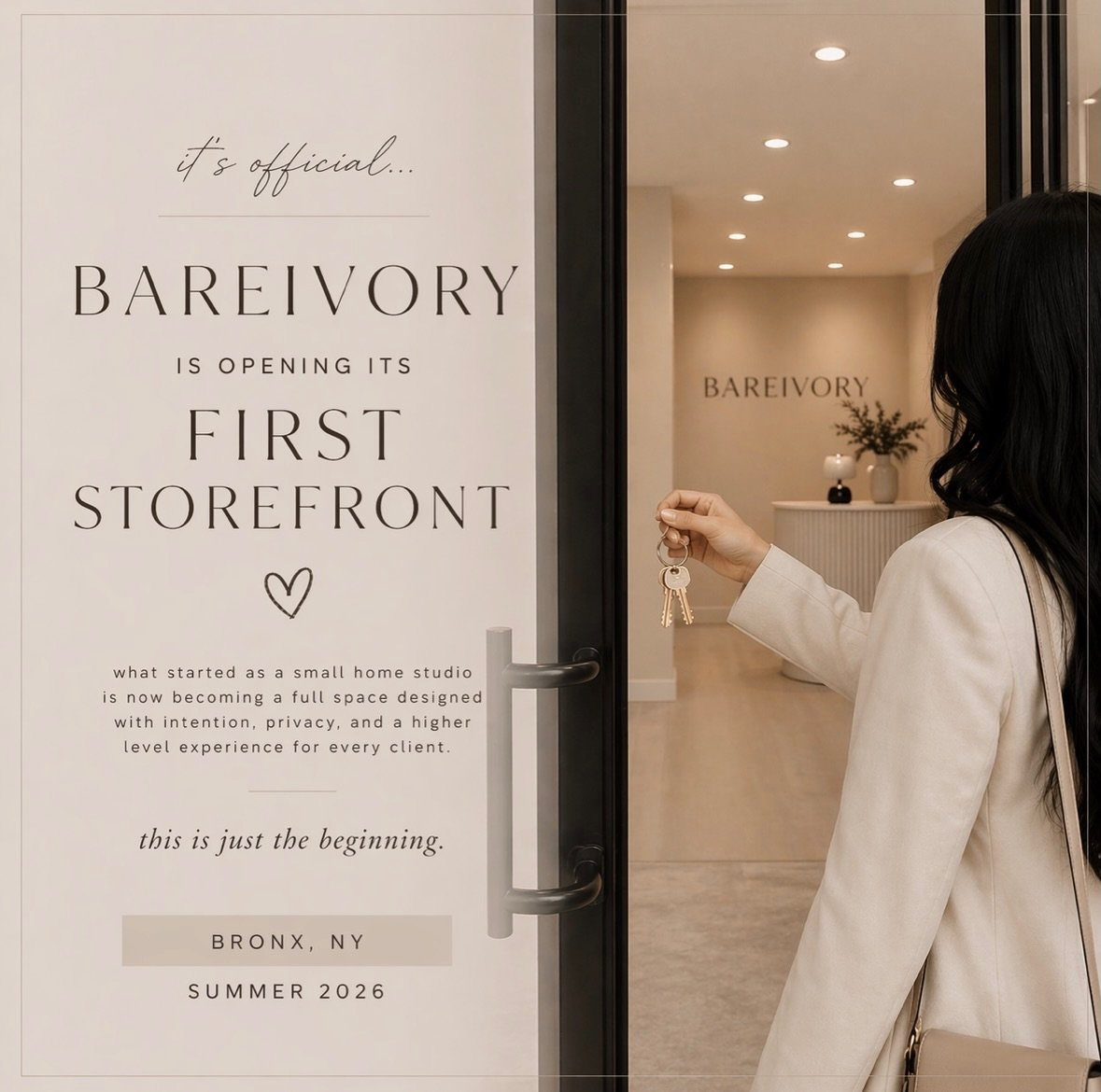 it&rsquo;s official&hellip;

BareIvory is opening its first storefront 🤍

what started as a small home studio is now becoming a full space designed with intention, privacy, and a higher level experience for every client.

this isn&rsquo;t just more 