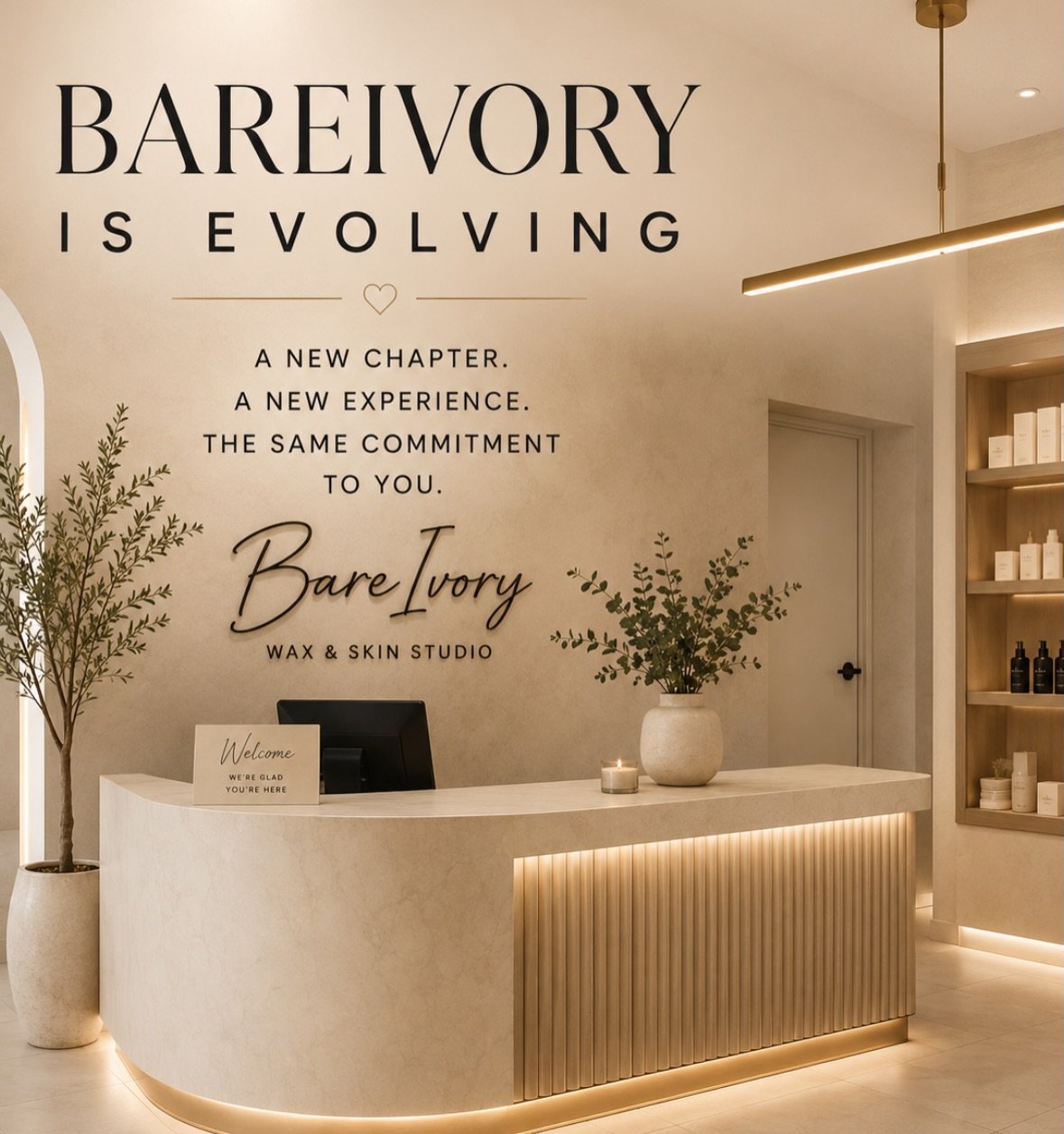 ✨ BAREIVORY IS EVOLVING ✨

What started as a single treatment room has grown into something so much bigger.

We&rsquo;re excited to welcome you into the next chapter of BareIvory. A space thoughtfully designed to elevate every part of your experience