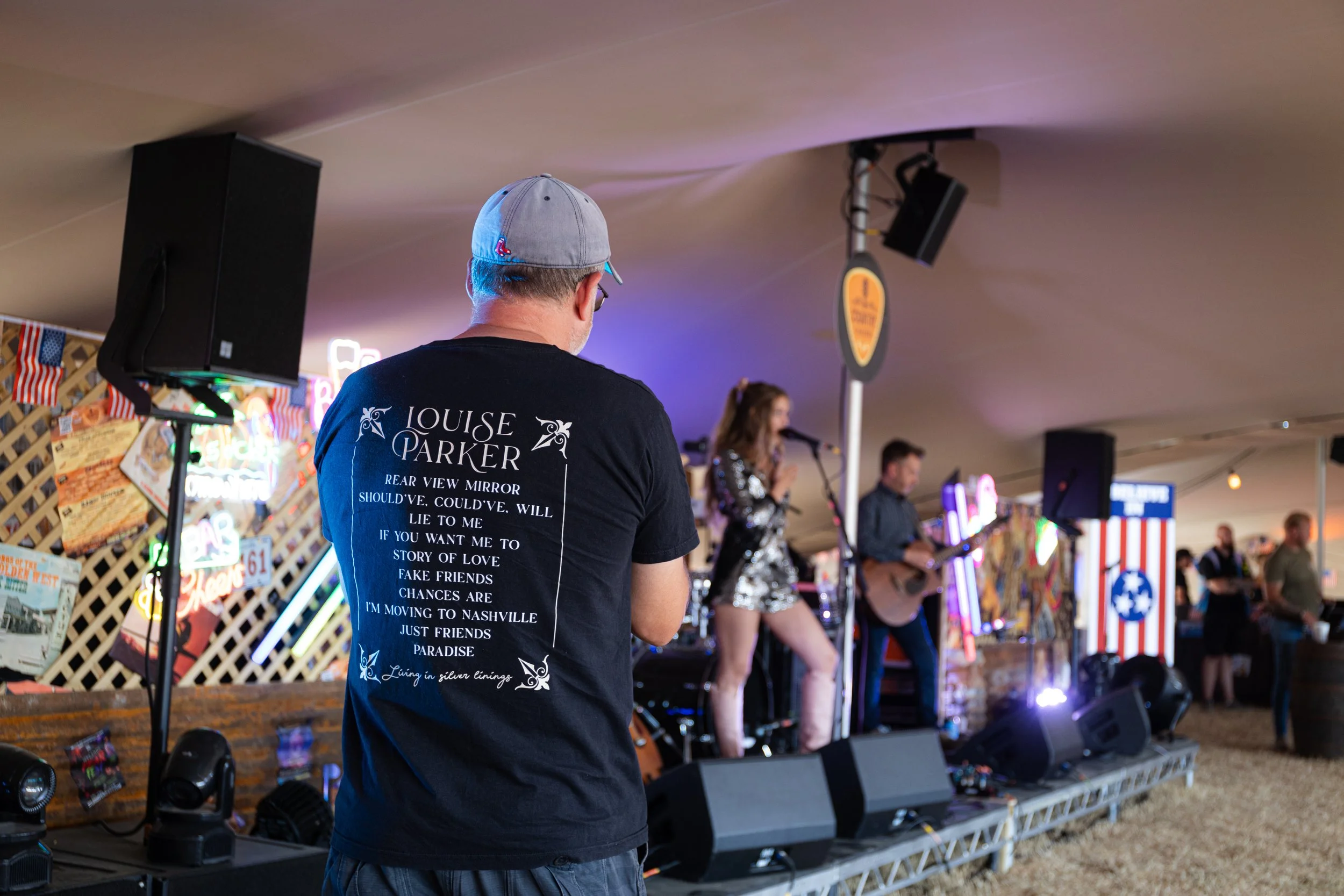 Louise Parker performing live at a country-pop gig in Essex
