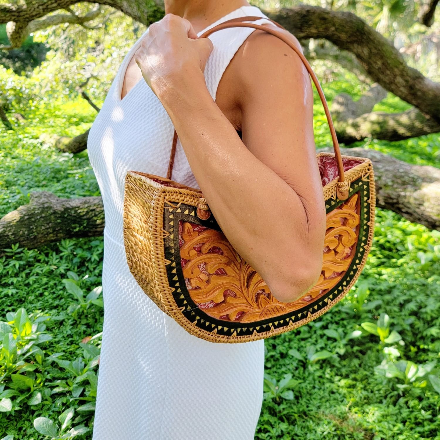 Lovely Leaves - Handmade Purse Hand Carved Teak Wood .jpg