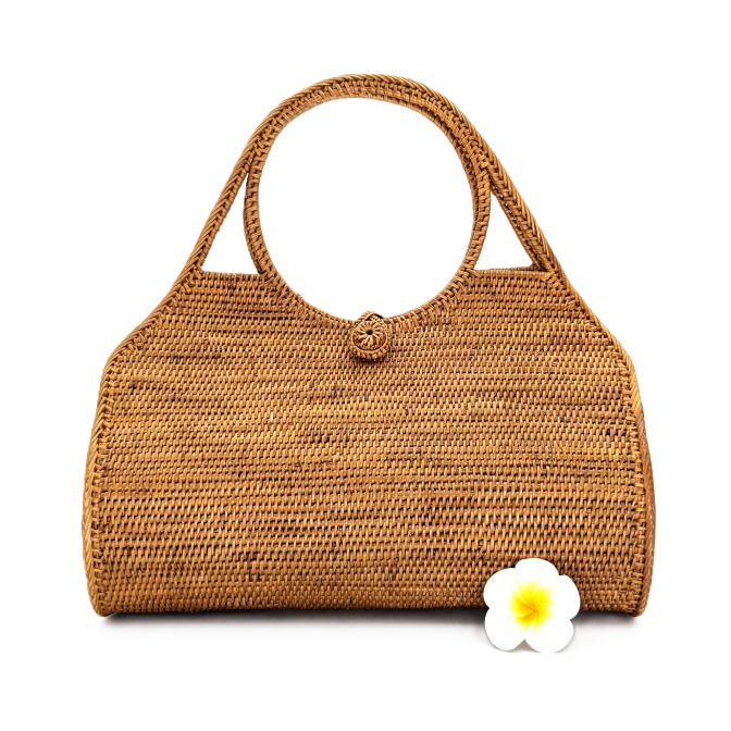 Shiva Urban handmade summer wicker purse with round handles.