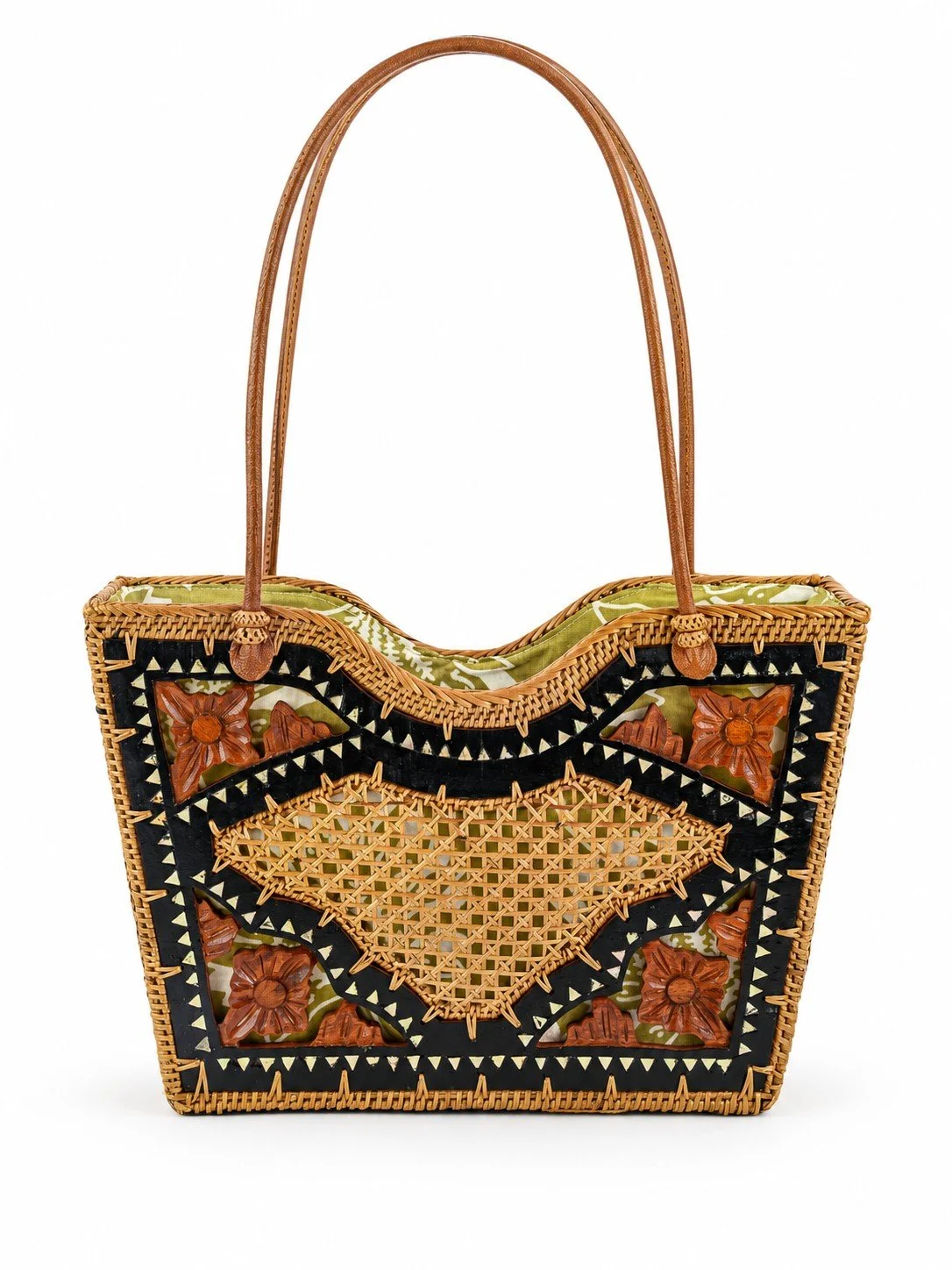Floral Woods - Carved Teak Shoulder Bag