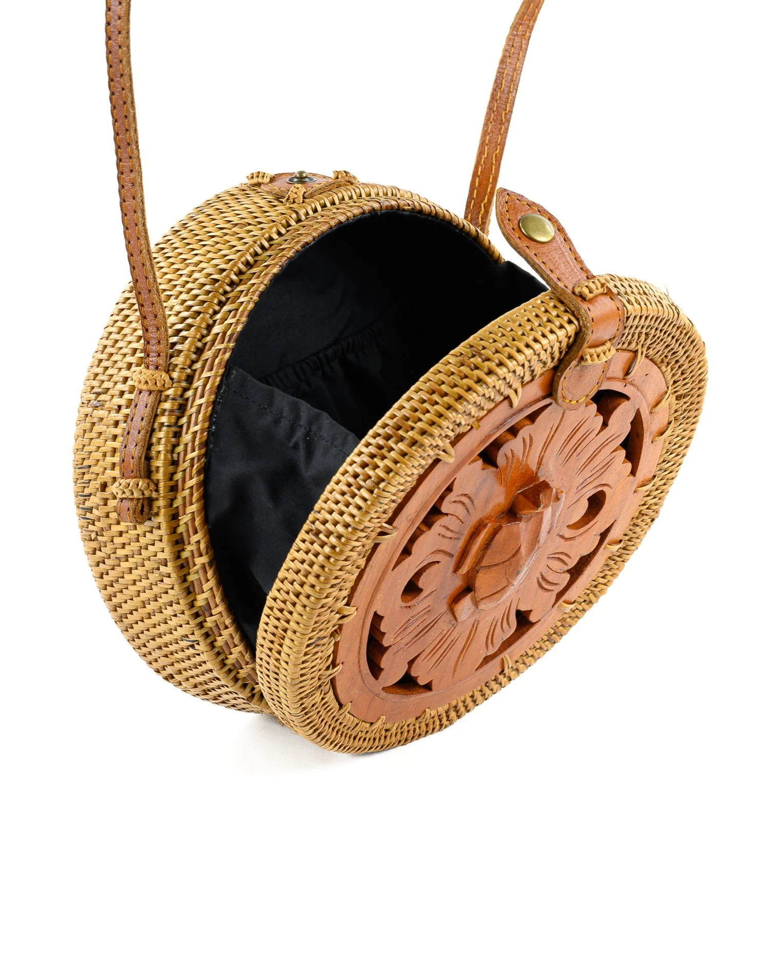 Turtle Treasure - Round Sling Bag Teak Wood.jpg