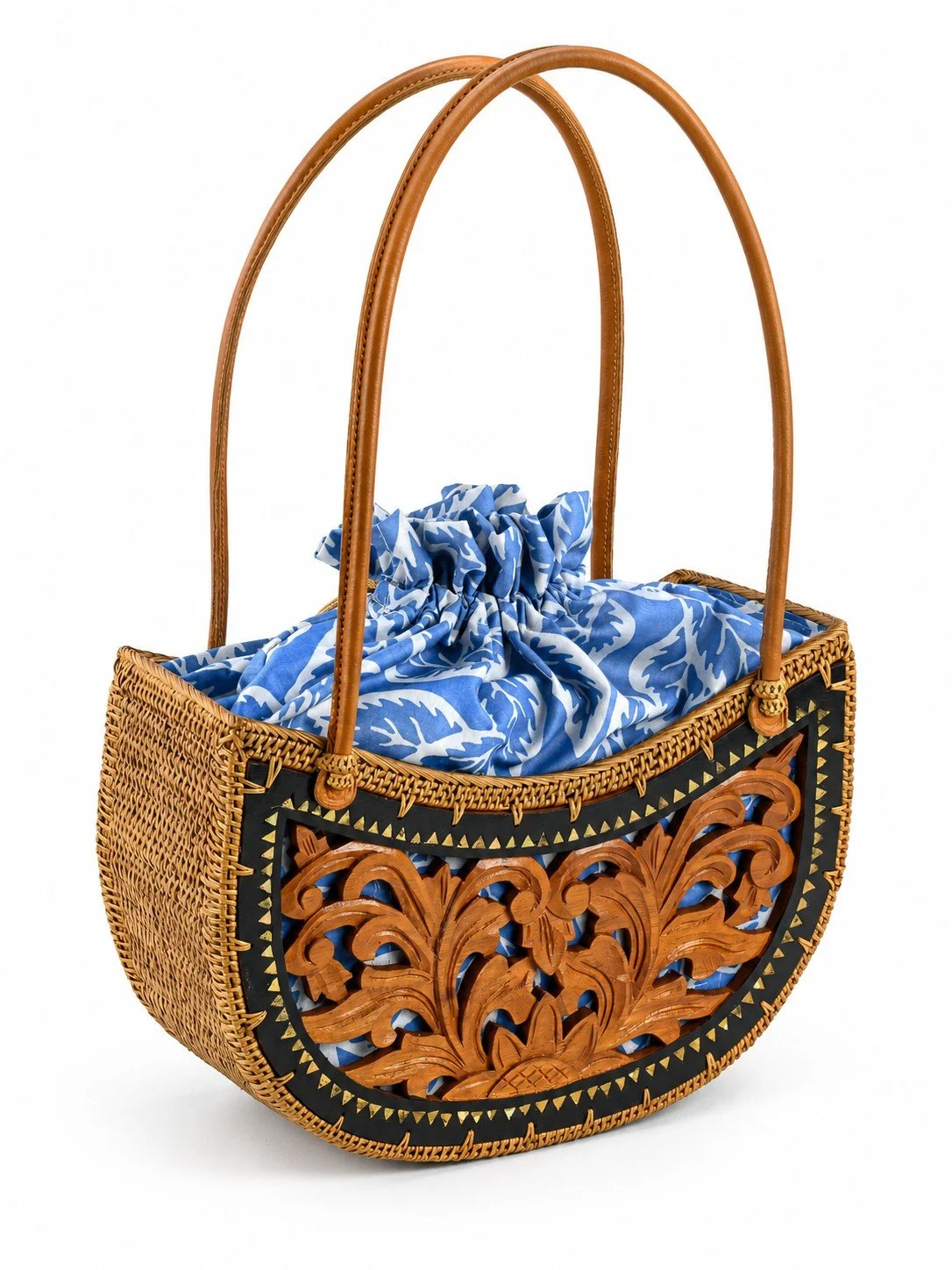 Lovely Leaves teak floral handbag side view
