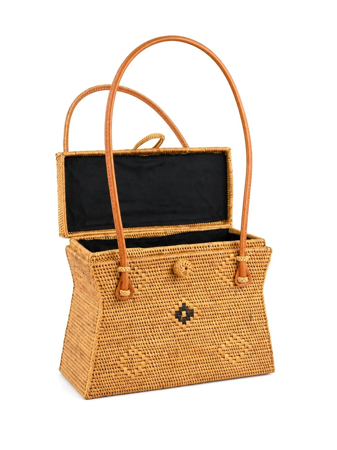 Coastal Charm statement woven purse side view open