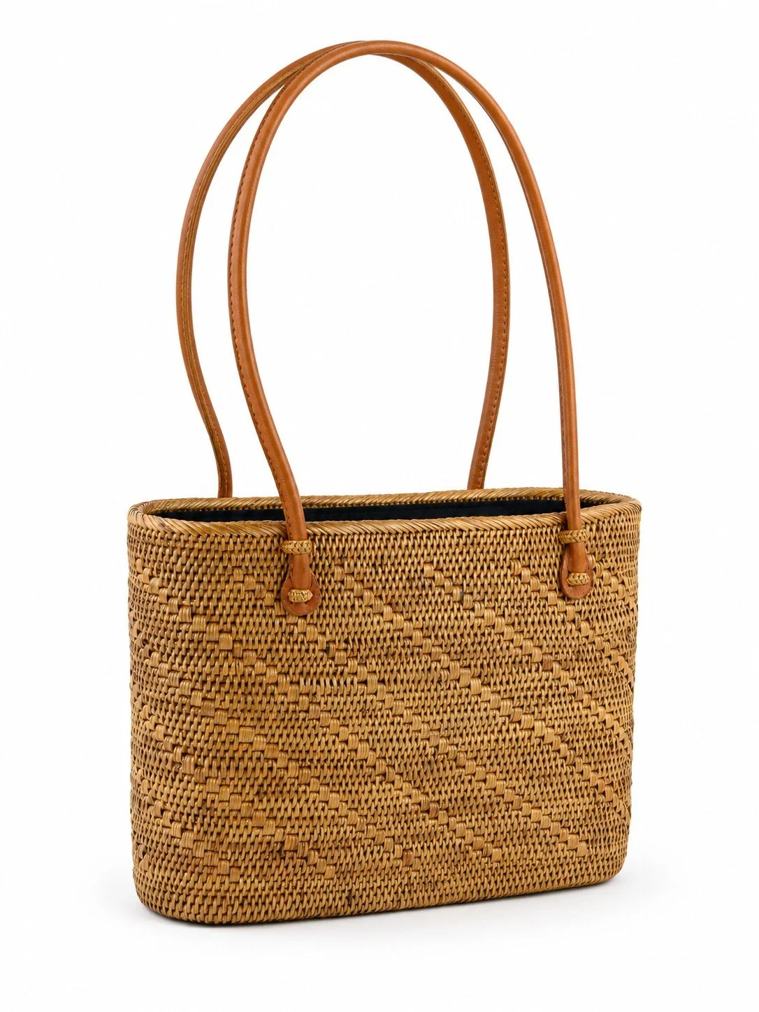 Sunny Trails medium woven shoulder tote side view