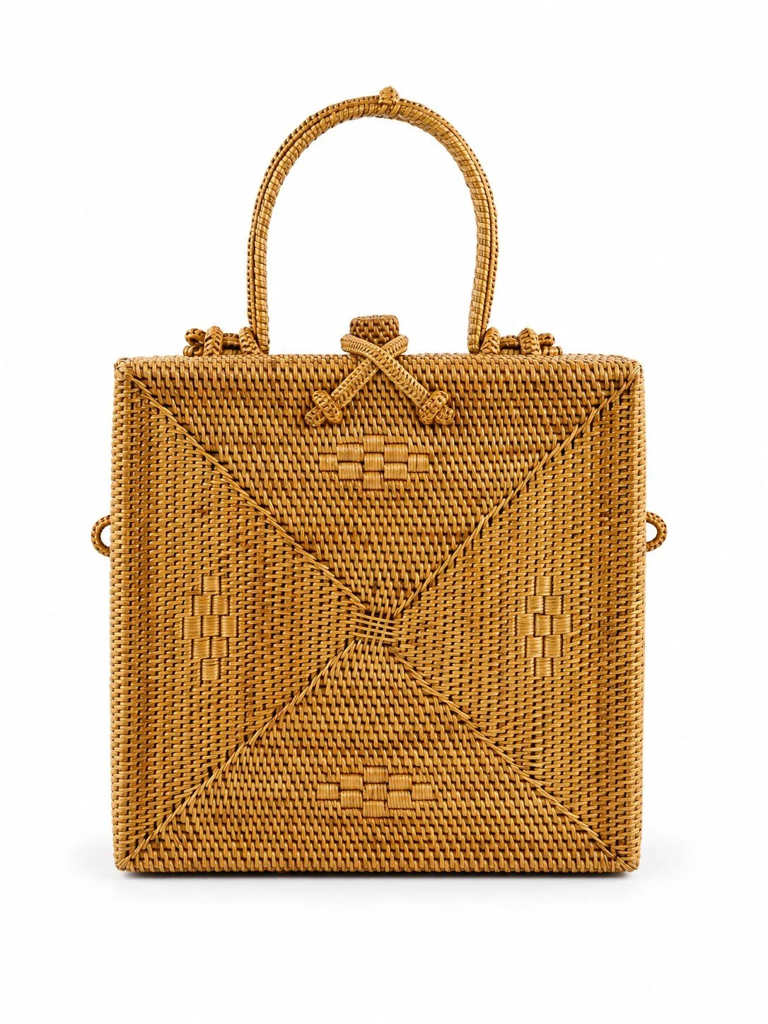 Square Perfection - Convertible Rattan Satchel