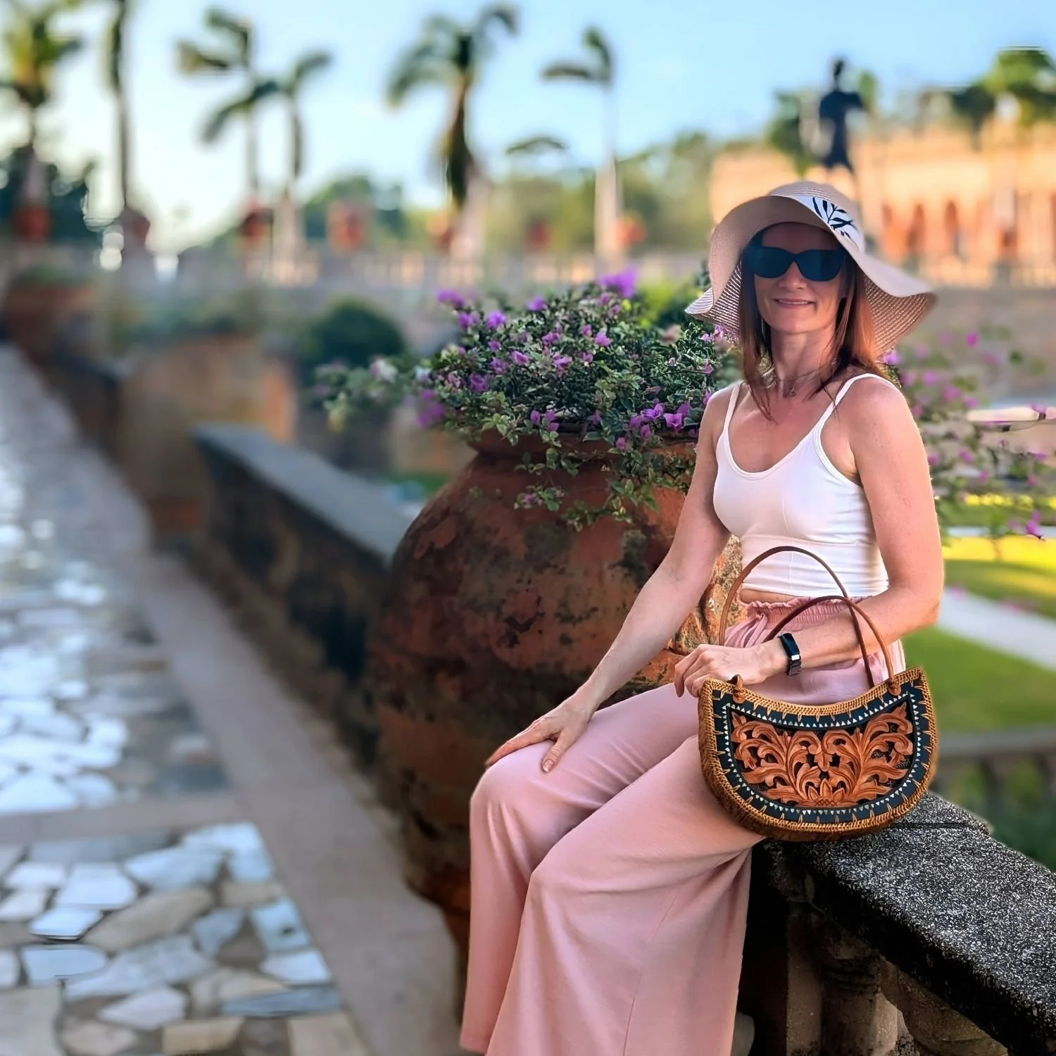 Lovely Leaves - Vintage Purse Hand Carved Teak Wood .jpg