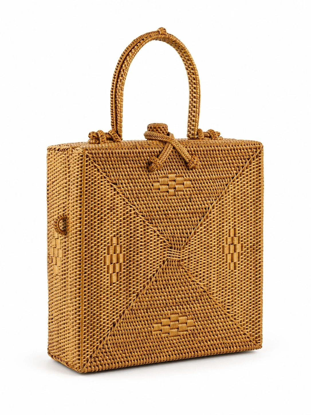Square Perfection convertible rattan satchel side view