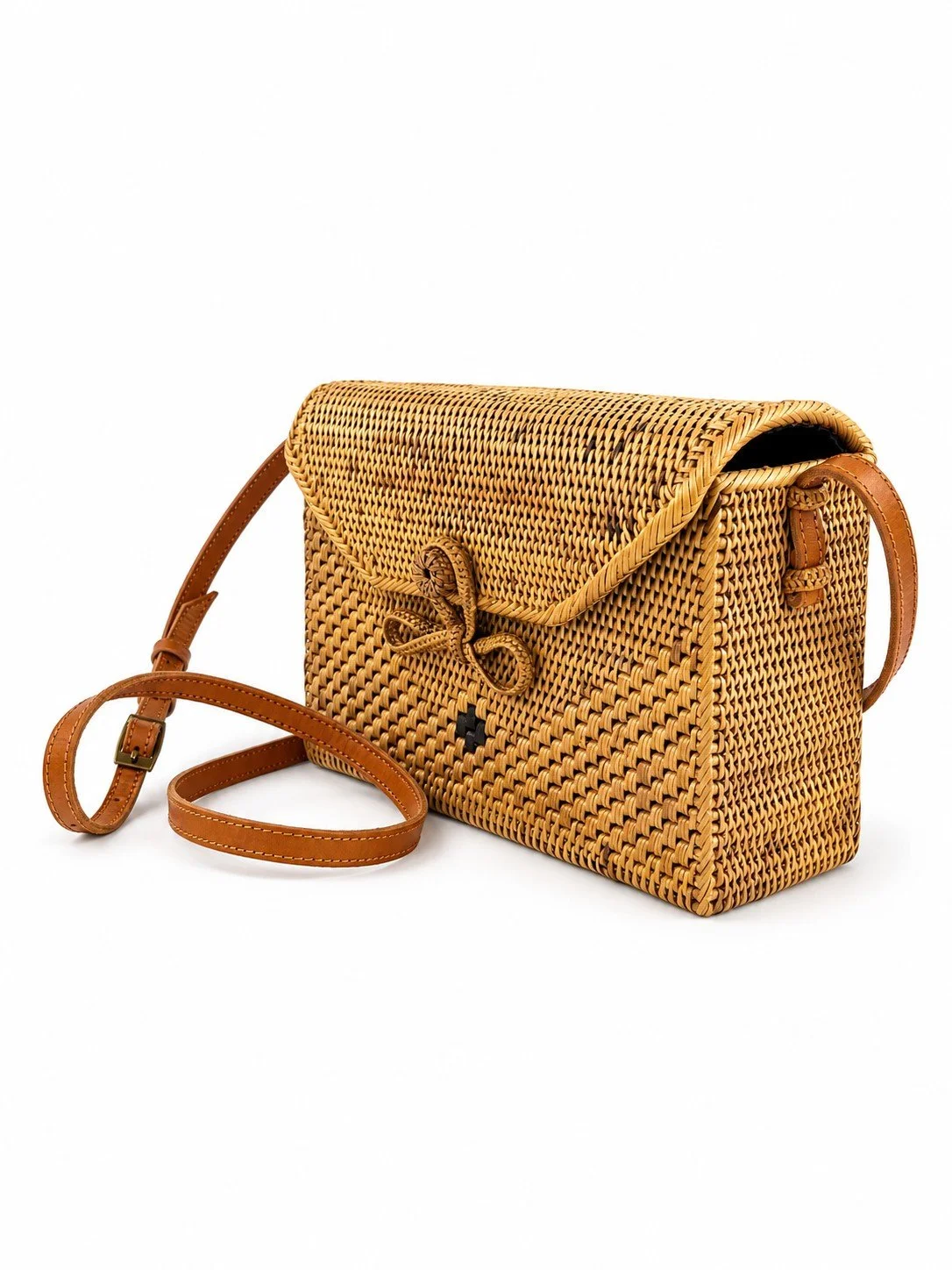 Retro Rattan rectangle rattan crossbody side angle