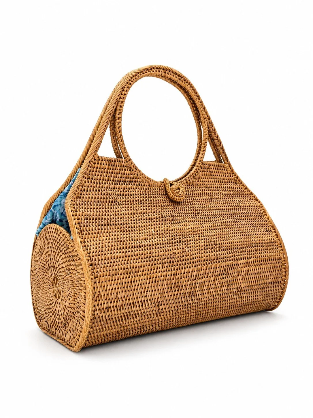 Sunday Brunch classic rattan top handle bag side view